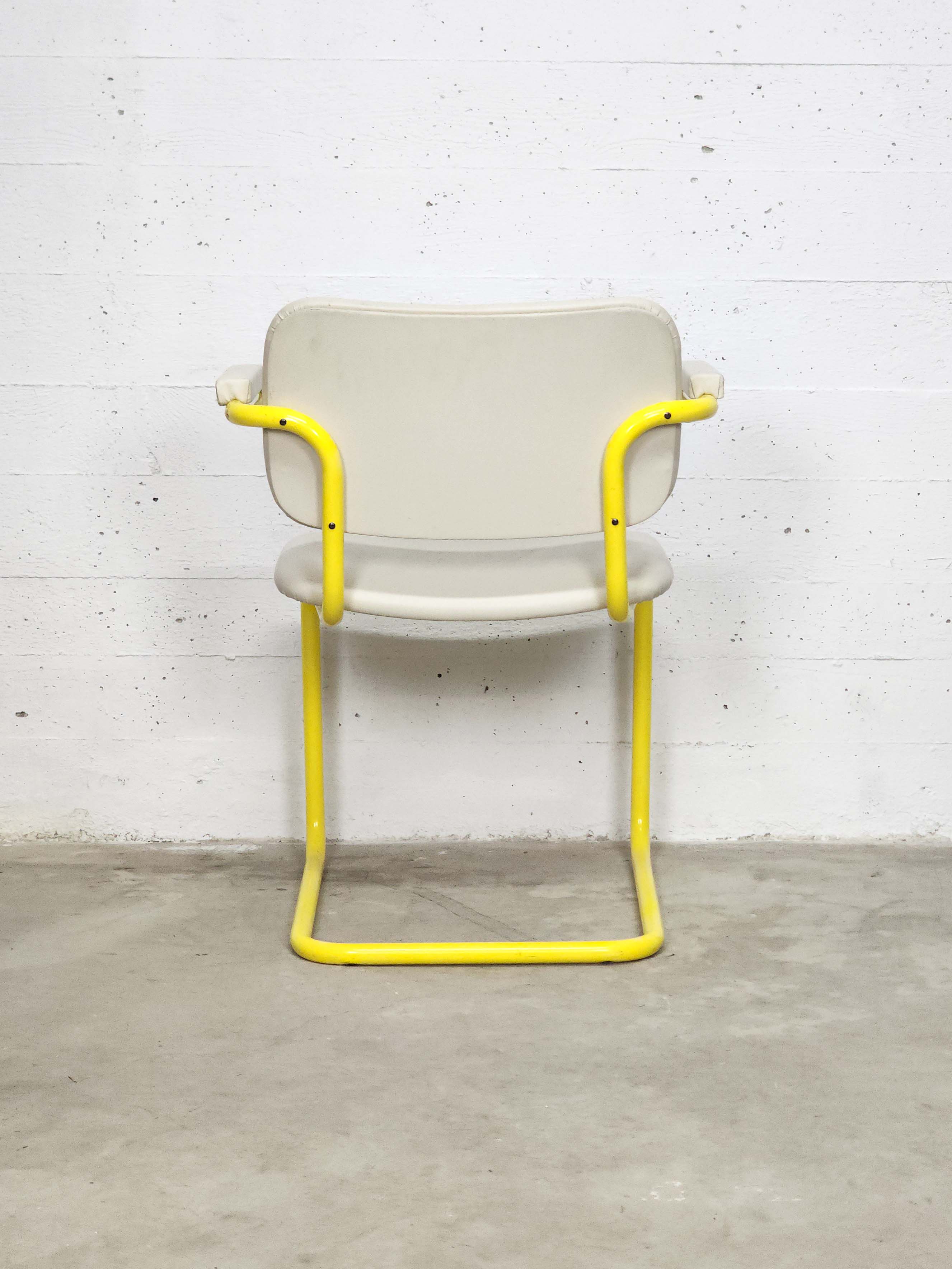 Vintage Metal Tube Armchair Dining Chair | Italian Postmodern | 1980s