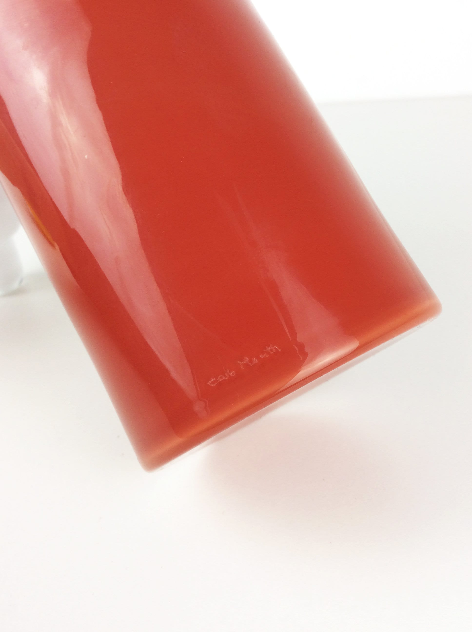 Murano Glass Decanter Bottle in Red and White by Carlo Moretti | Italian Postmodern | 1980s