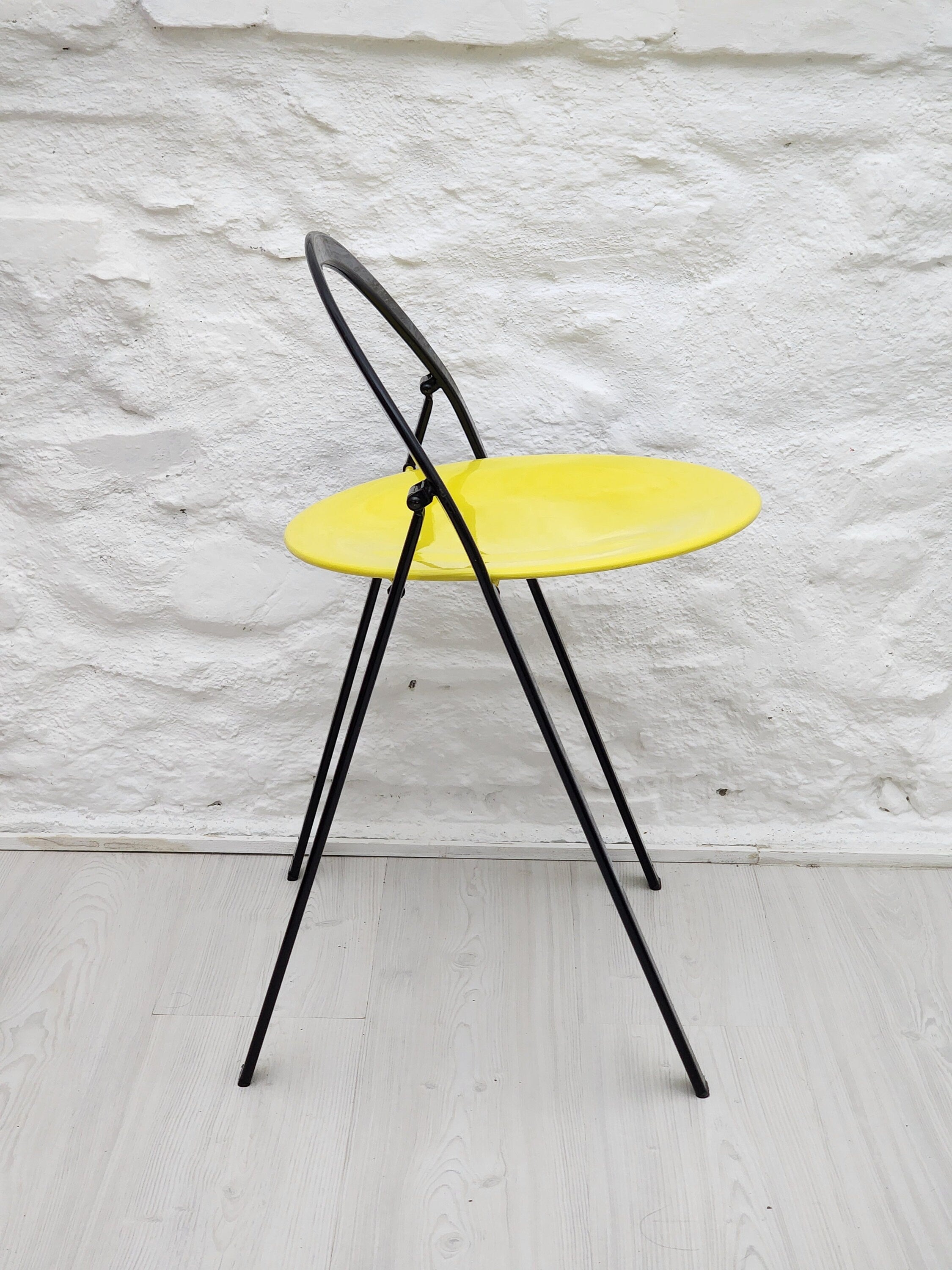 Lacquered Metal Folding Chair in Yellow and Black by Giorgio Cattelan for Cidue | Italian Postmodern Design | 1970s