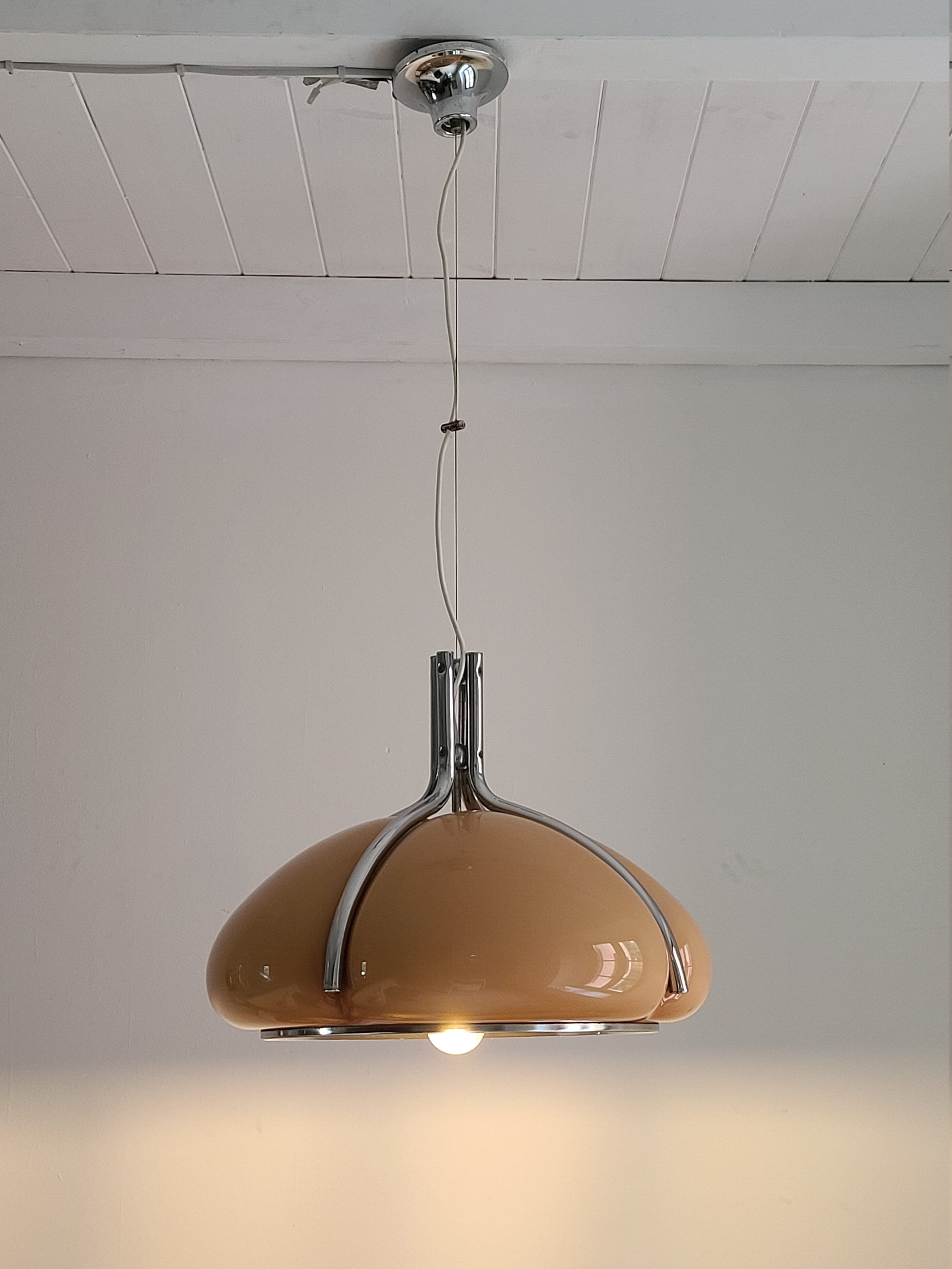 Quadrifoglio Pendant Lamp in Pink by Gae Aulenti for Guzzini | Italian Space Age | 1970s