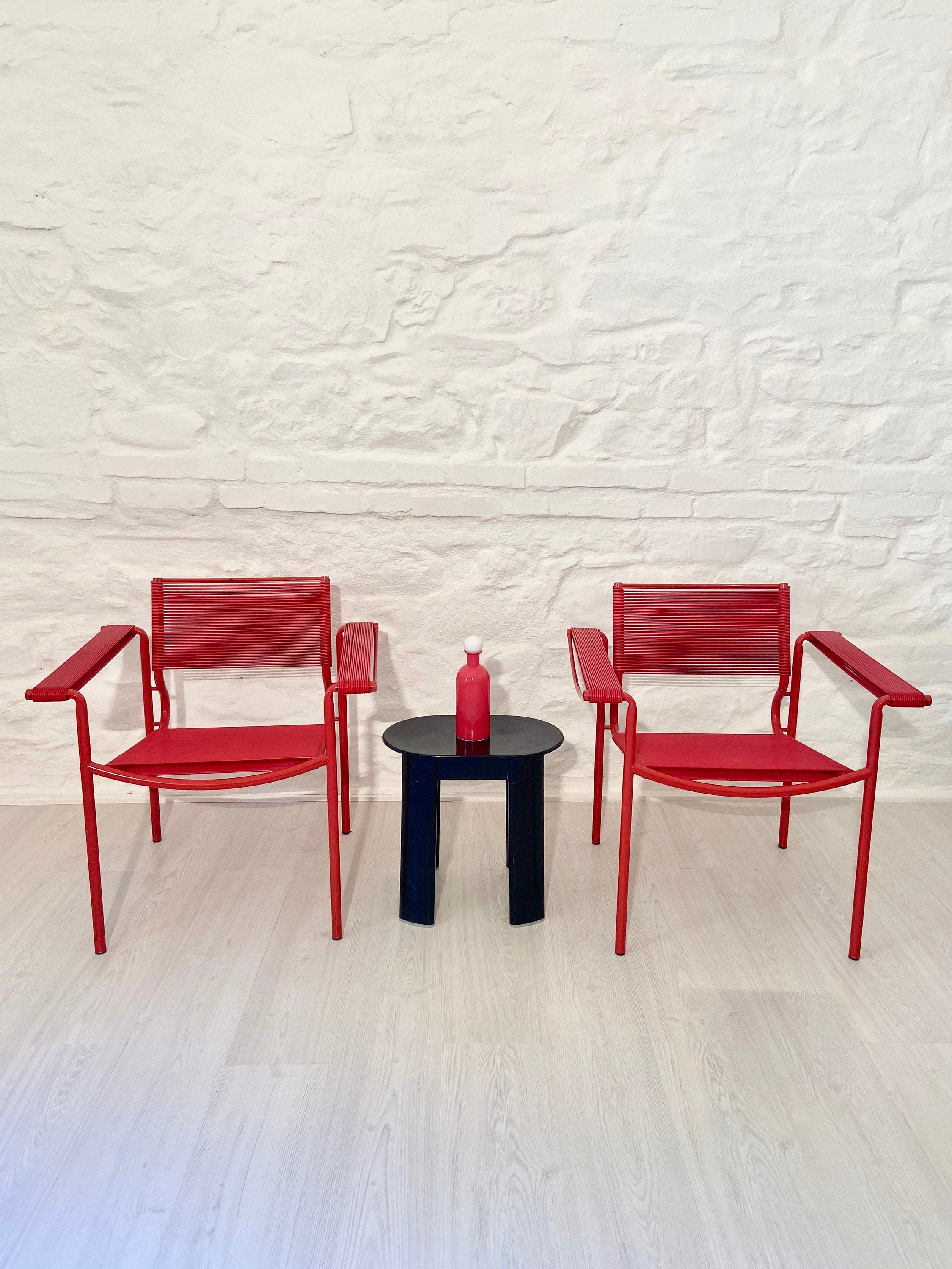 Spaghetti 109 Armchairs Chairs in Red by Giandomenico Belotti for Alias | Italian Postmodern | 1980s | Set of 2