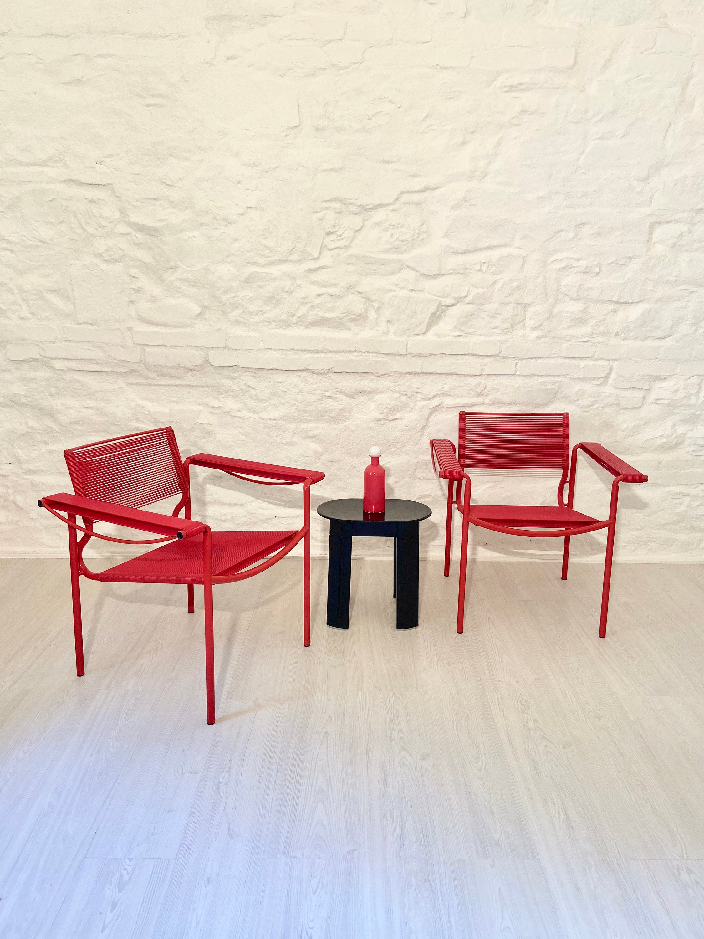 Spaghetti 109 Armchairs Chairs in Red by Giandomenico Belotti for Alias | Italian Postmodern | 1980s | Set of 2