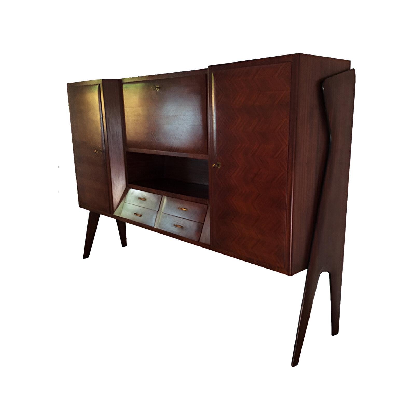 Rosewood Highboard by Vittoria Dassi for La Permanente Mobili Cantù | Style of Ico Parisi | Italian Midcentury Modern | 1950s
