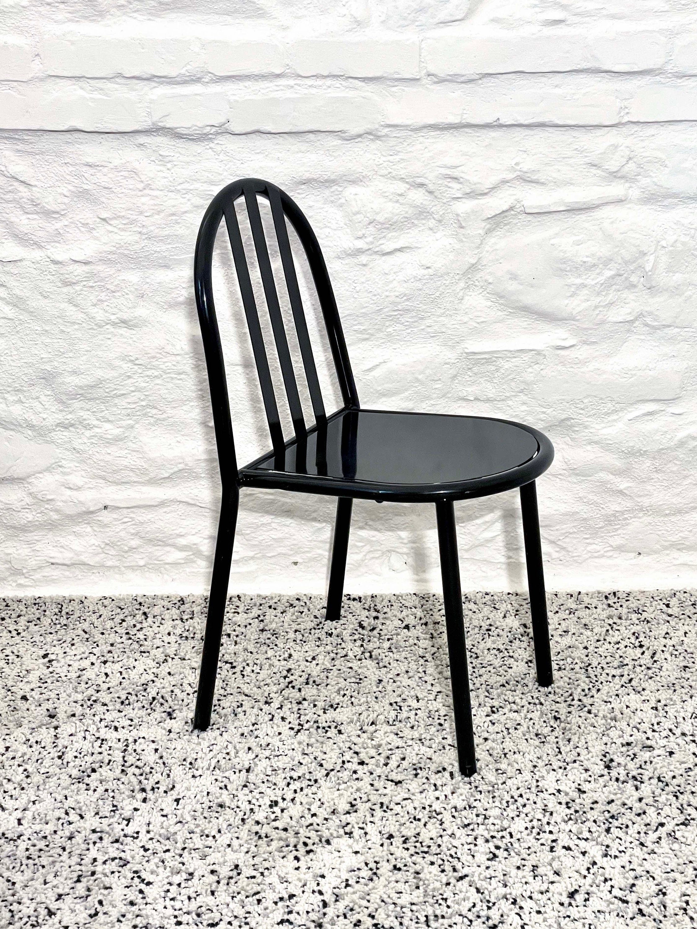 No. 222 Metal Stackable Dining Chairs in Black by Robert Mallet-Stevens | Bauhaus