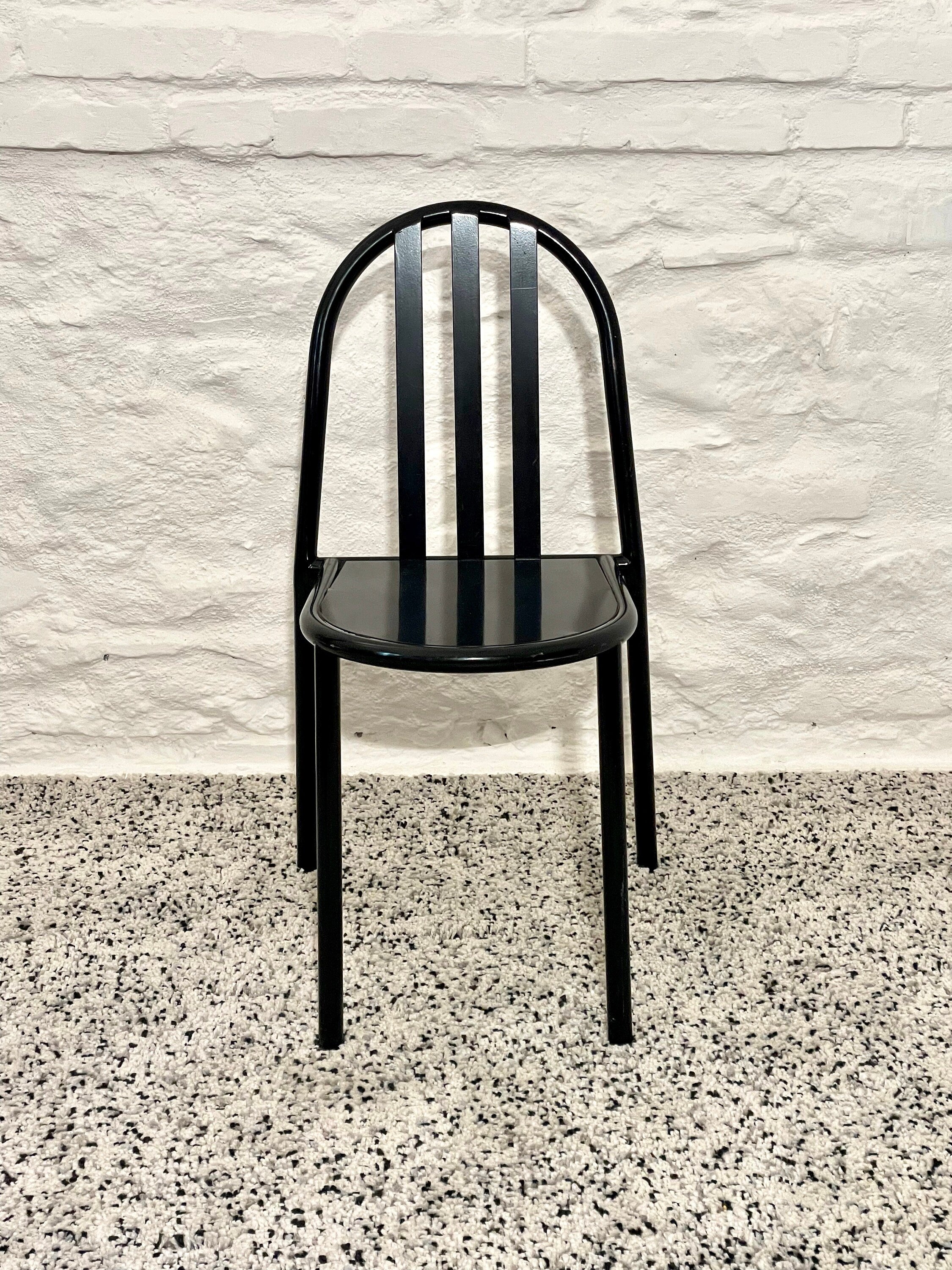 No. 222 Metal Stackable Dining Chairs in Black by Robert Mallet-Stevens | Bauhaus