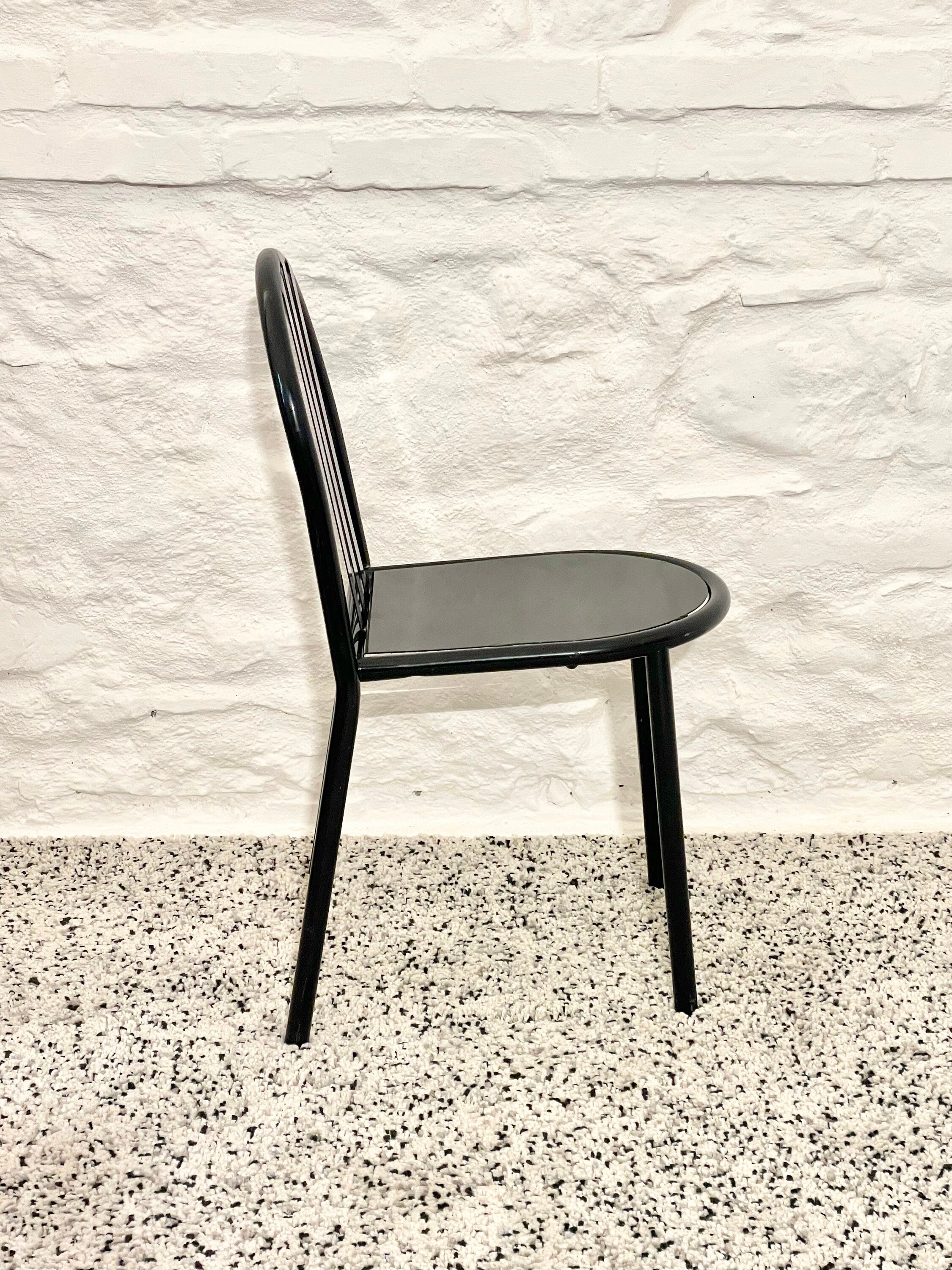 No. 222 Metal Stackable Dining Chairs in Black by Robert Mallet-Stevens | Bauhaus
