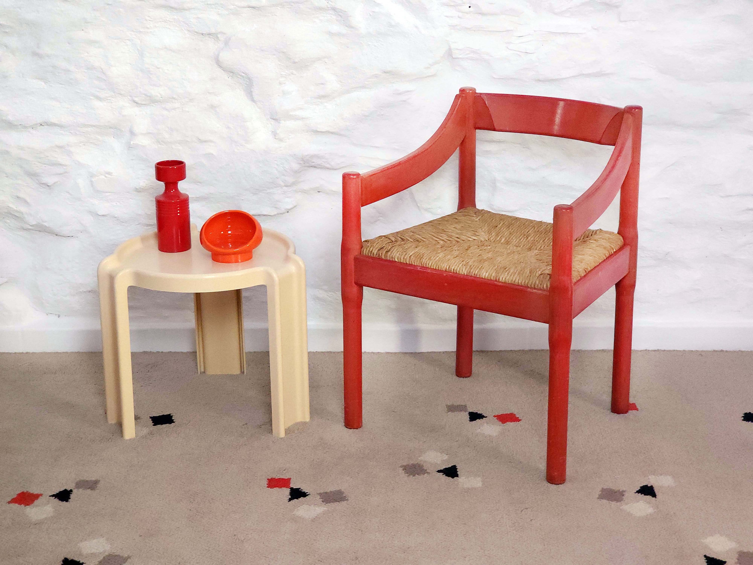 Carimate Dining Chair in Red Lacquer by Vico Magistretti for Cassina | Vintage Italian Design | 1960s