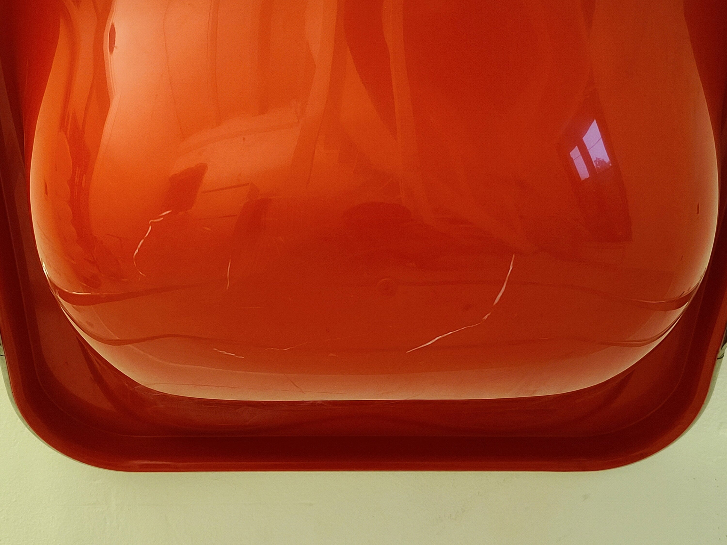 Plona Folding Chair in Red Plexiglas by Giancarlo Piretti for Anonima Castelli | Italian Space Age | 1970s