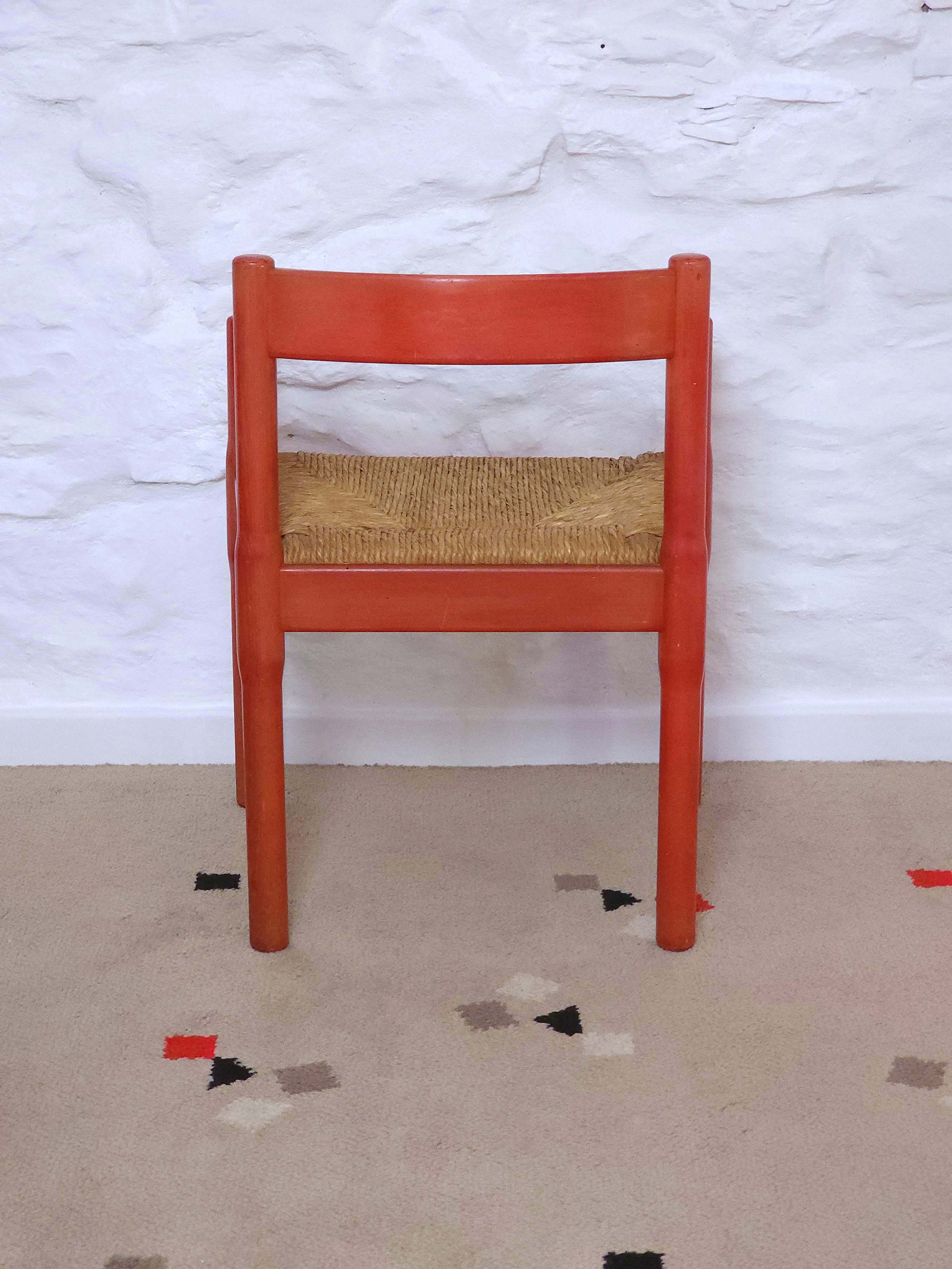 Carimate Dining Chair in Red Lacquer by Vico Magistretti for Cassina | Vintage Italian Design | 1960s
