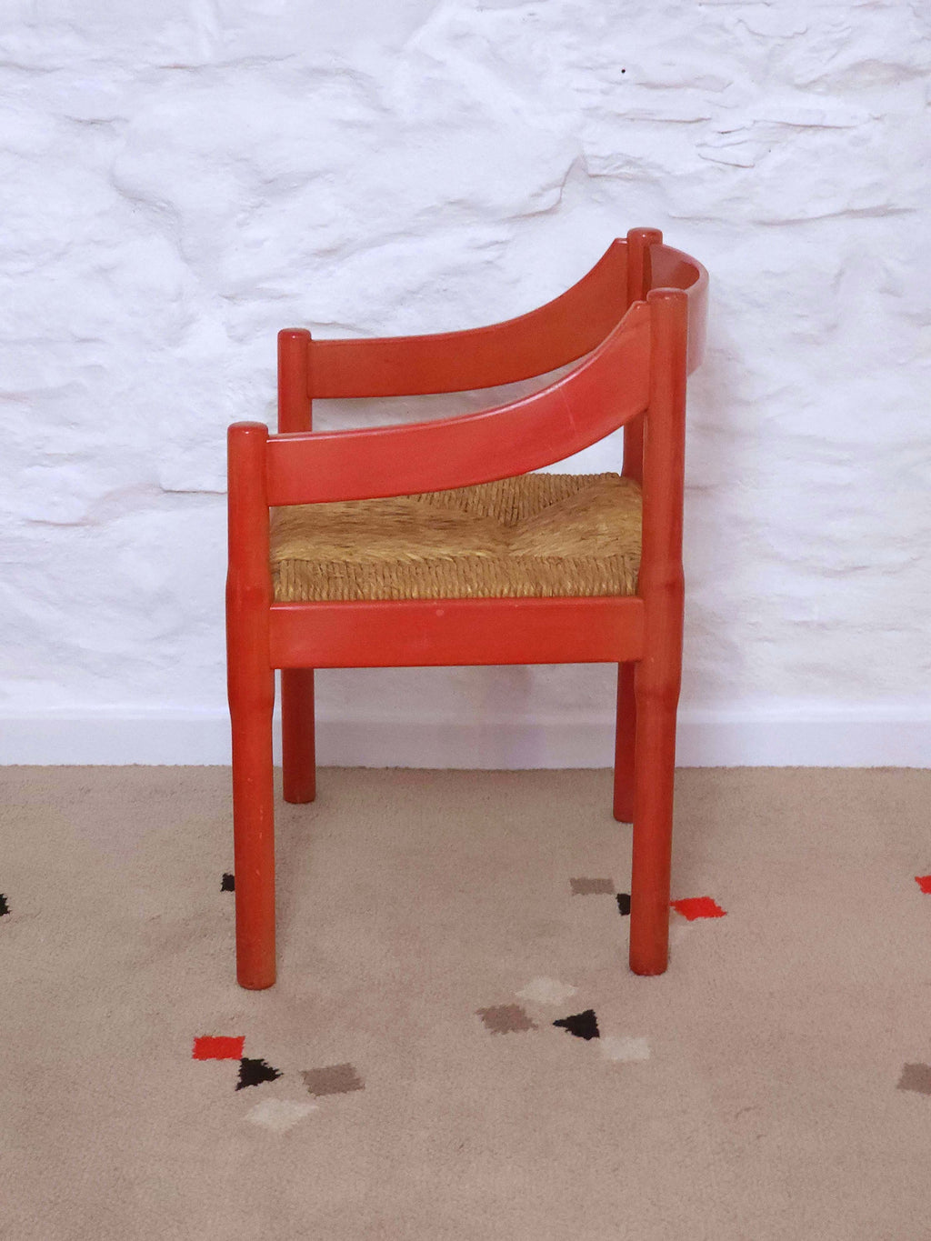 Carimate Dining Chair in Red Lacquer by Vico Magistretti for Cassina | Vintage Italian Design | 1960s