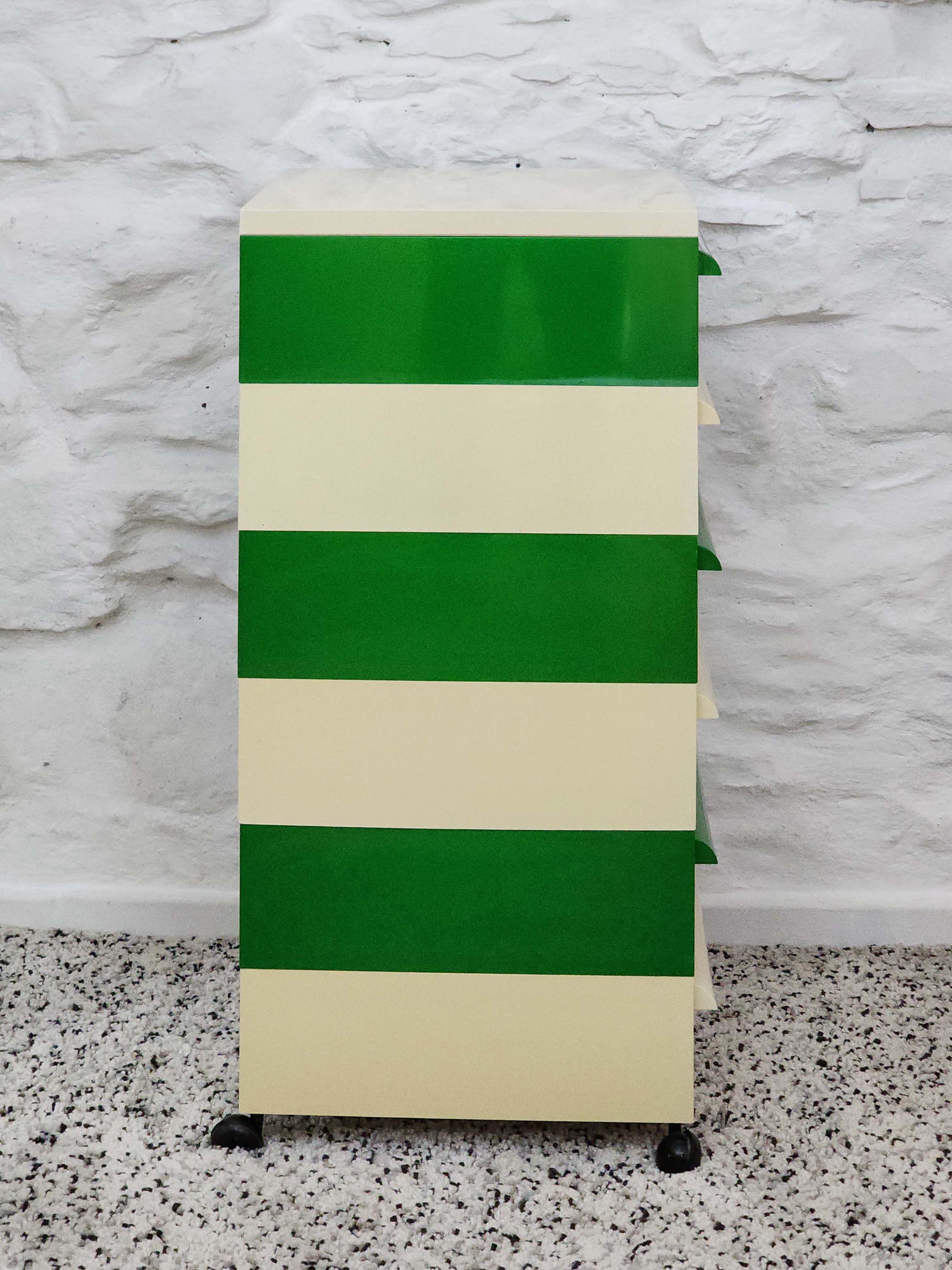 Plastic Stacking Drawers in Green and Off-White by Simon Fussell for Kartell | Italian Space Age | 1970s