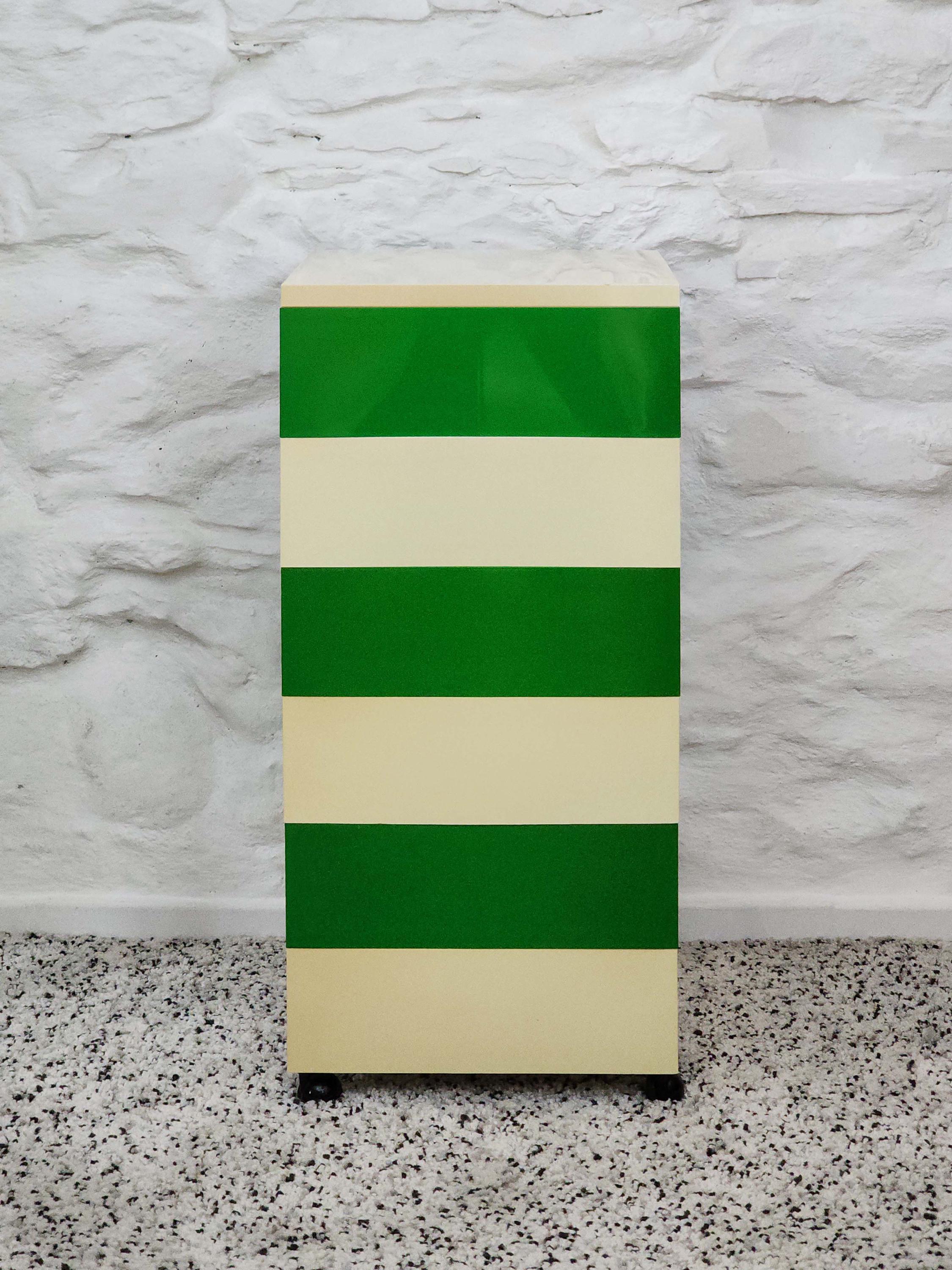 Plastic Stacking Drawers in Green and Off-White by Simon Fussell for Kartell | Italian Space Age | 1970s