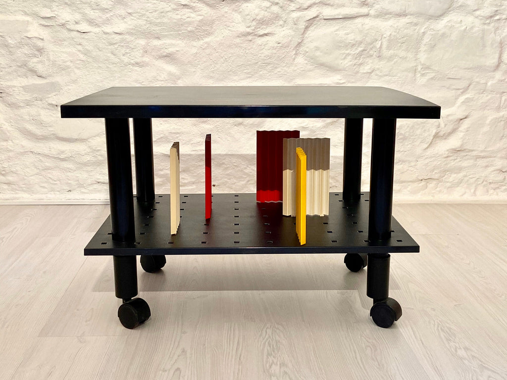 Kartell Rolling Side Table Media Trolley TV Stand in Black | Italian Postmodern | 1980s