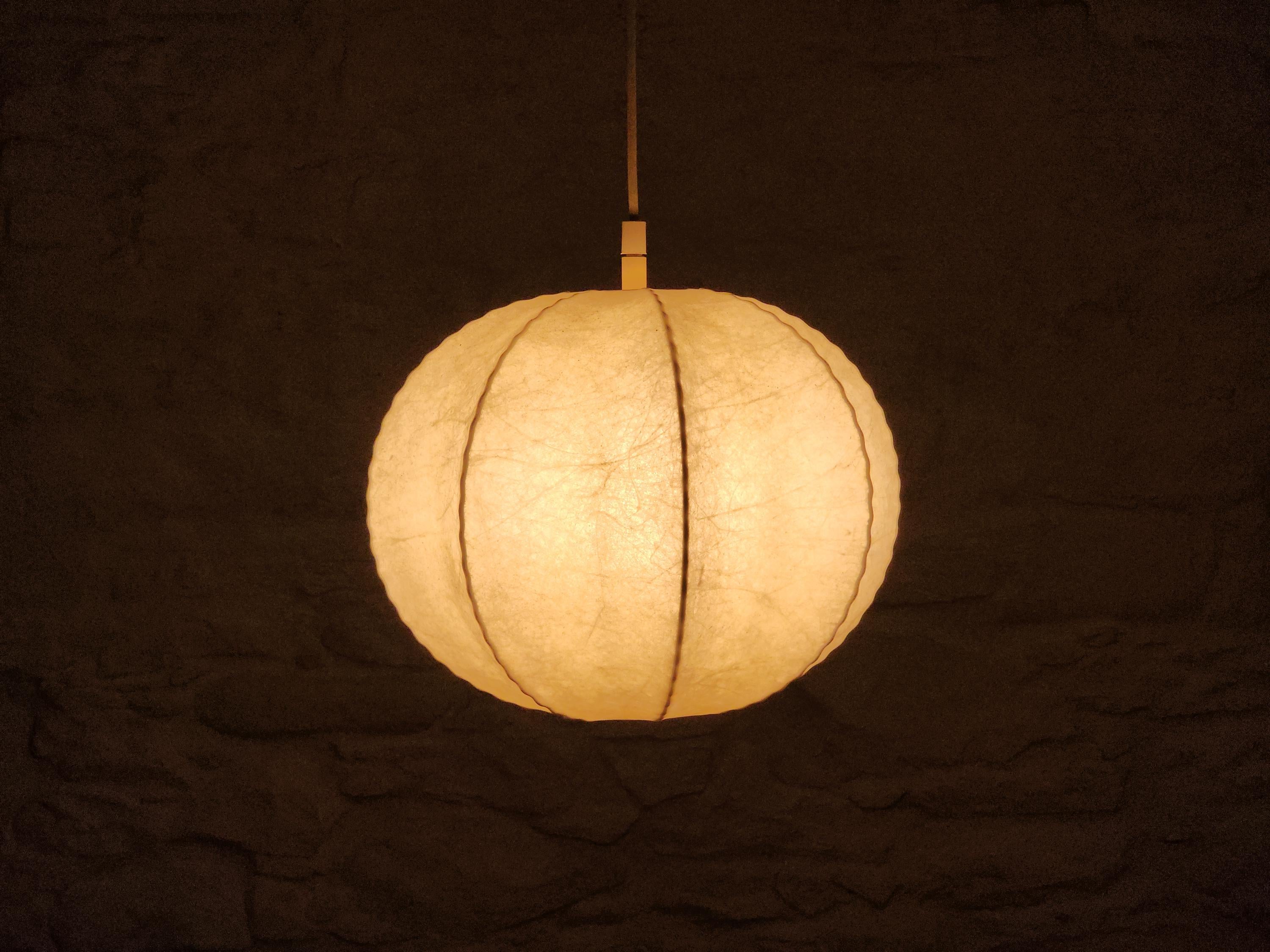 Resin Cocoon Hanging Lamp by Tobia Scarpa for Flos | Italian Midcentury Modern | Space Age | 1960s