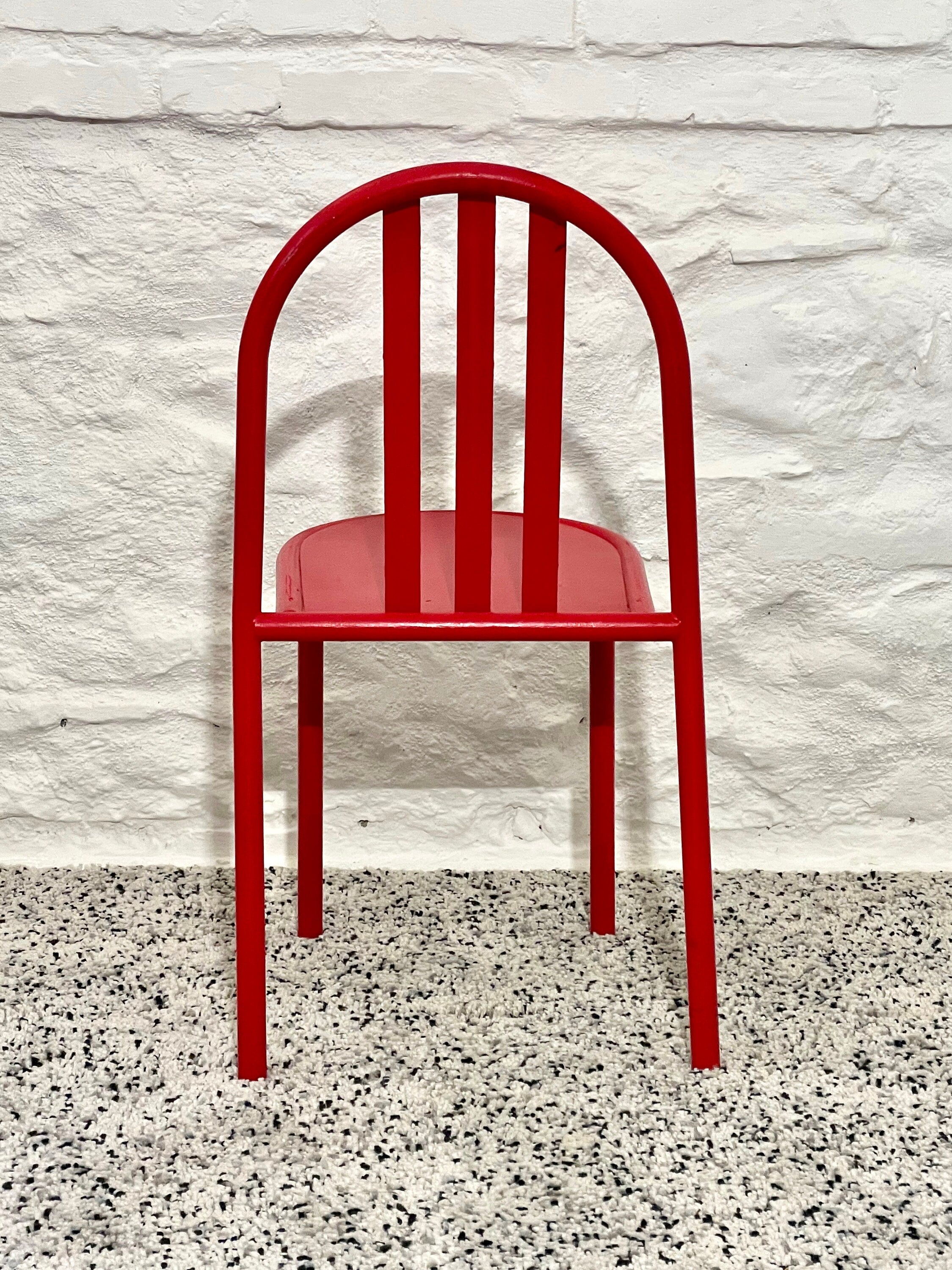 No. 222 Metal Stackable Dining Chairs in Red by Robert Mallet-Stevens | Bauhaus