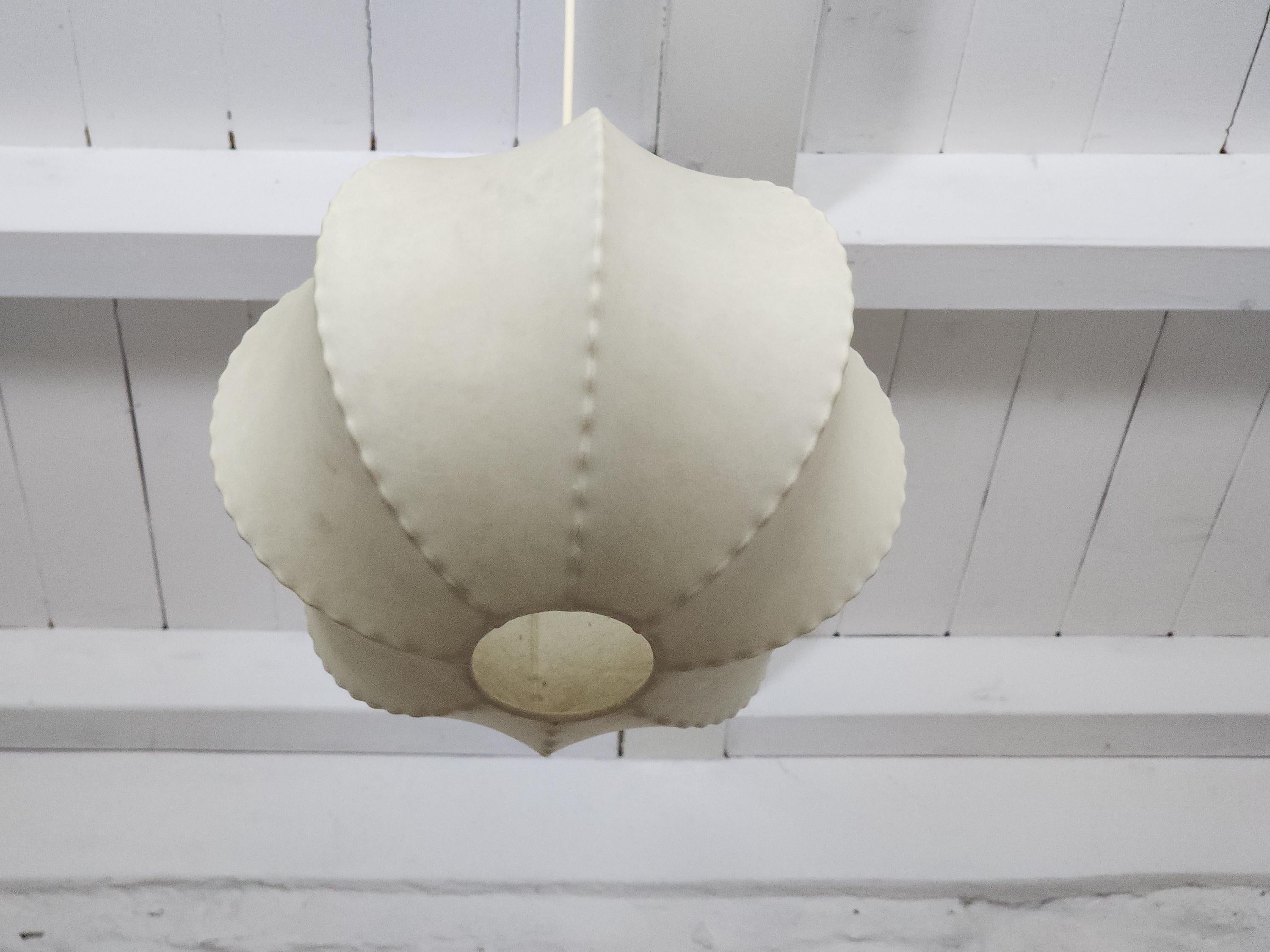 Resin Cocoon Hanging Lamp by Tobia Scarpa for Flos | Italian Midcentury Modern | Space Age | 1960s