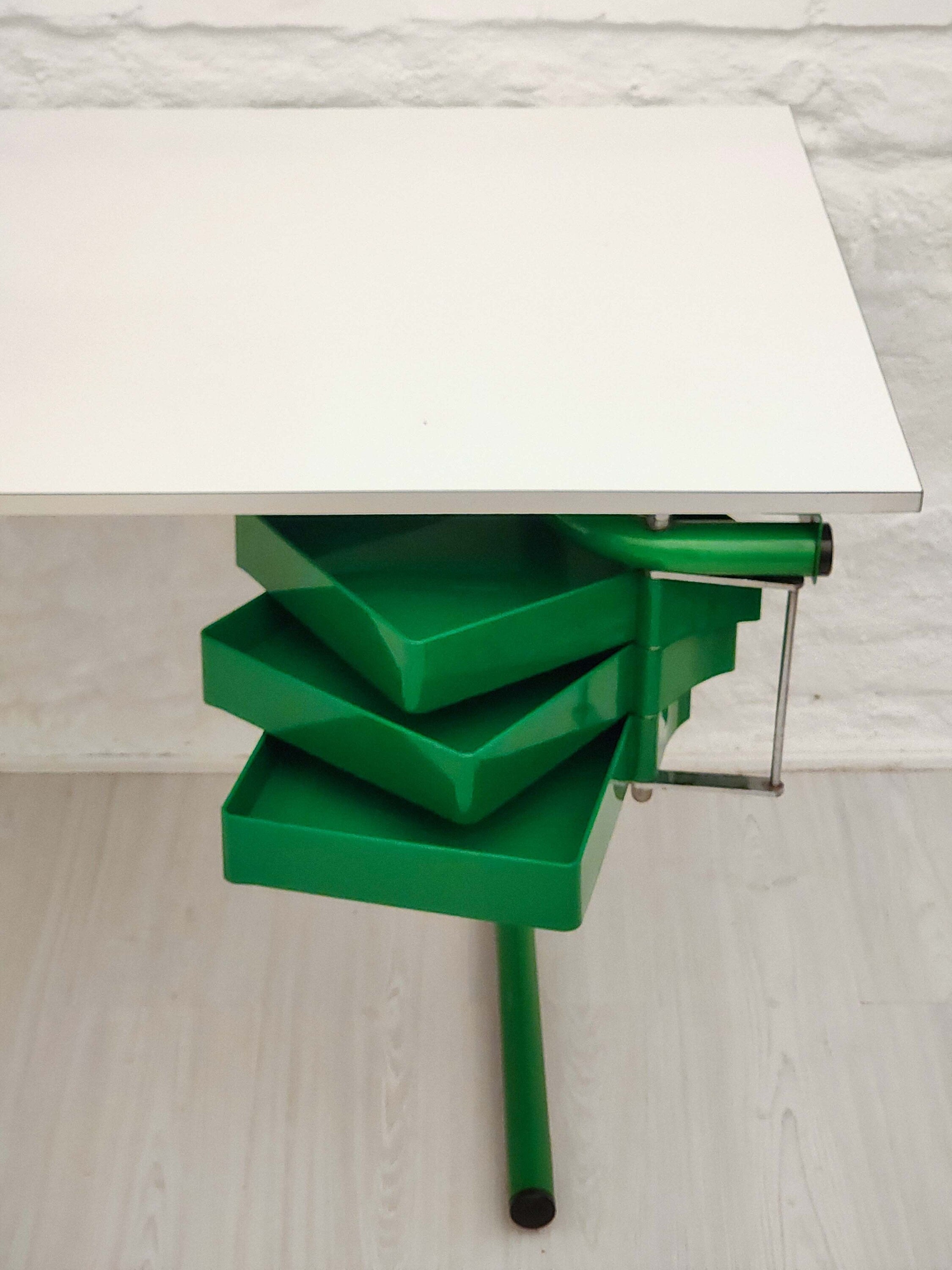 Drafting Table/Desk in Green by Joe Colombo for Bieffeplast | Italian Space Age | 1970s