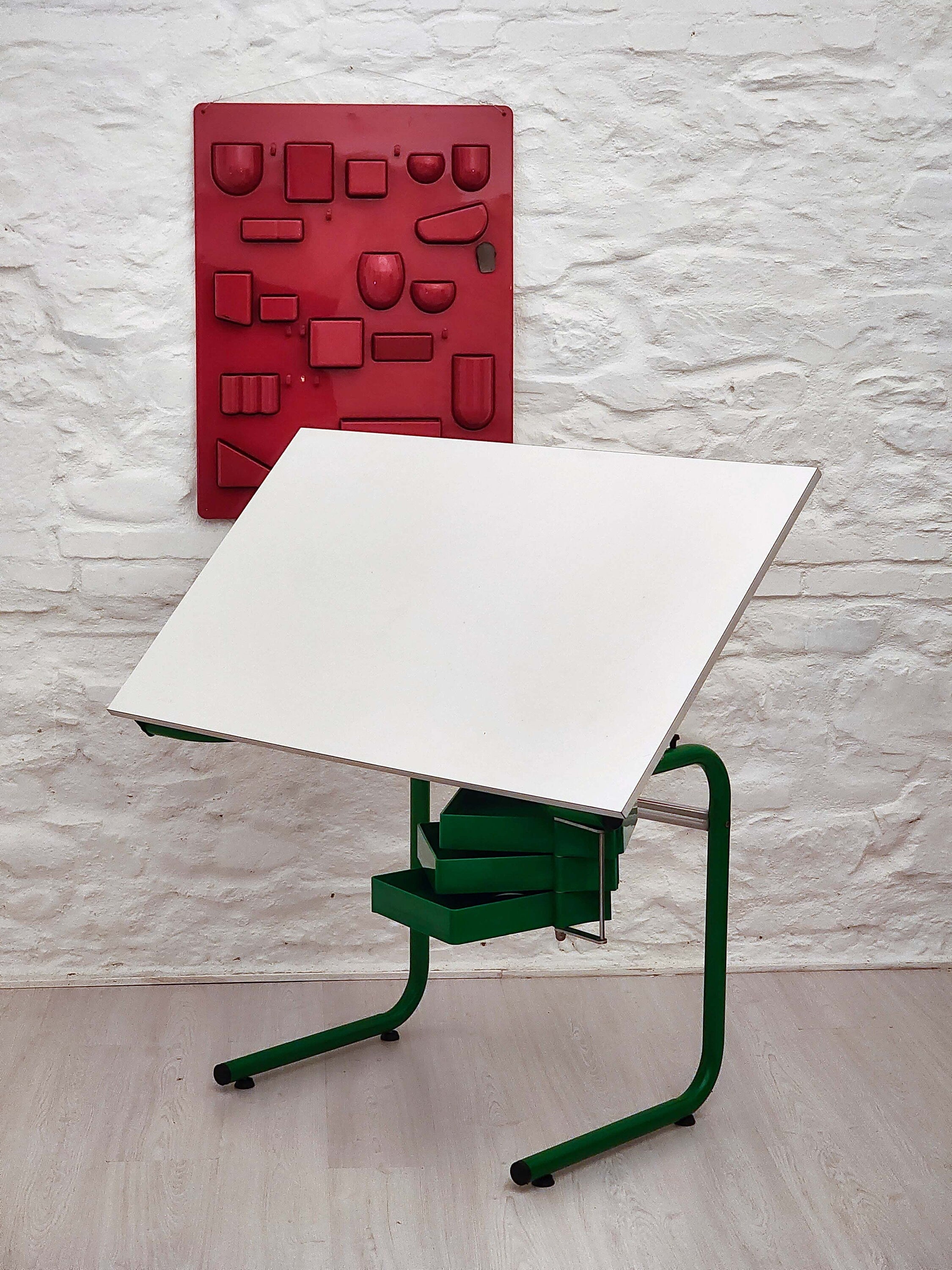 Drafting Table/Desk in Green by Joe Colombo for Bieffeplast | Italian Space Age | 1970s