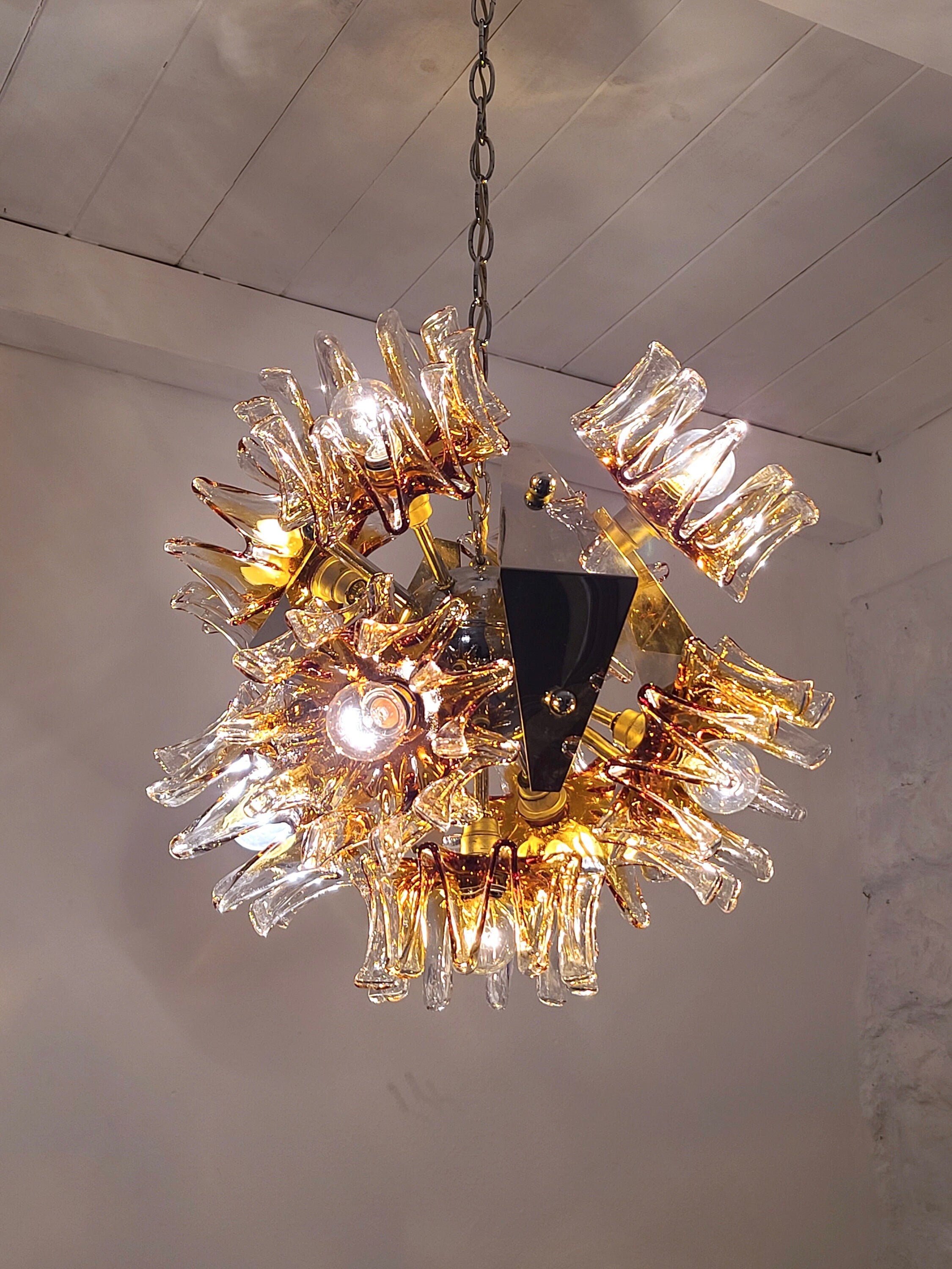 Sputnik Pendant Lamp in Murano Glass by Carlo Nason for Mazzega | Italian Space Age | 1970s