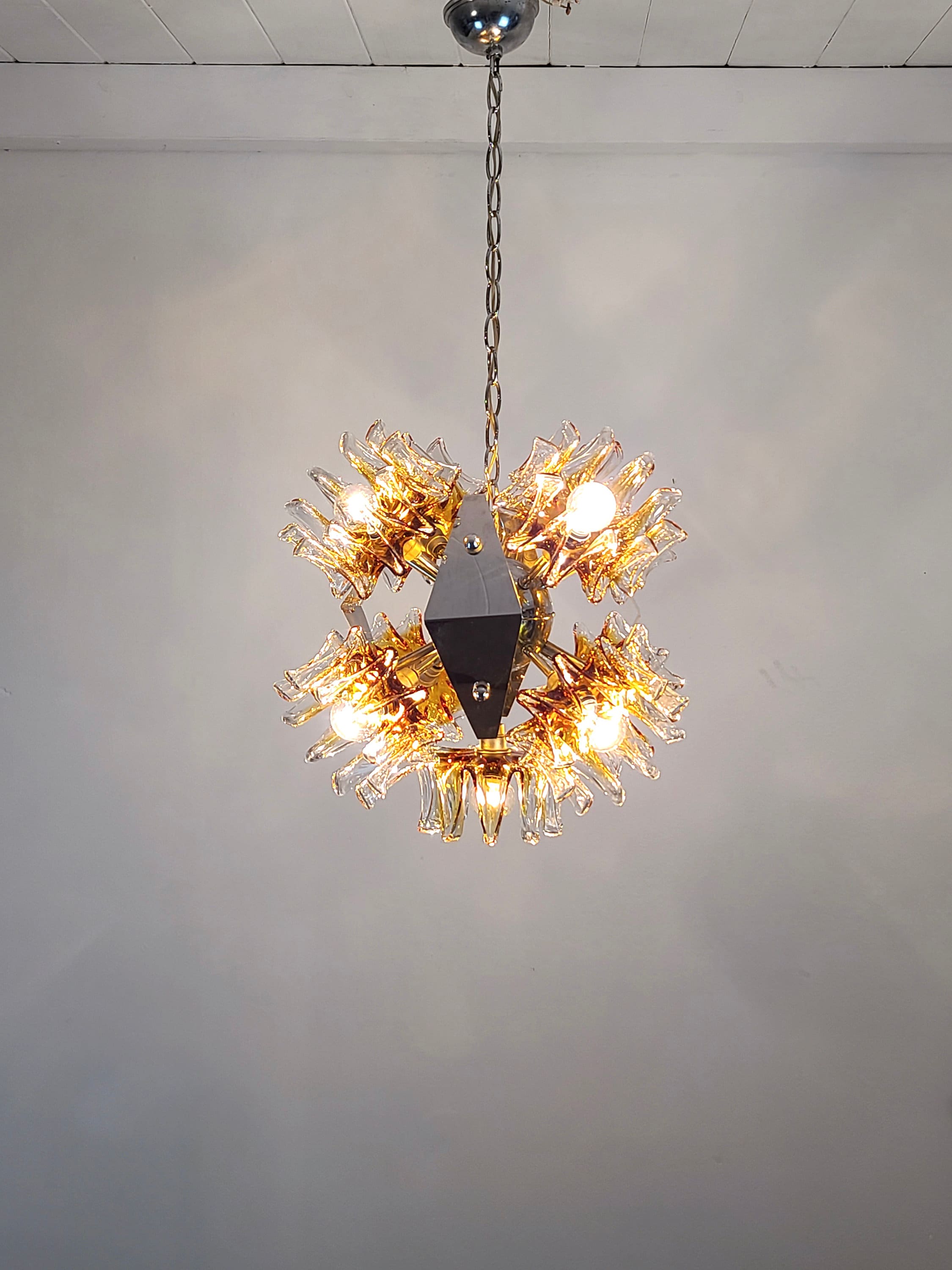 Sputnik Pendant Lamp in Murano Glass by Carlo Nason for Mazzega | Italian Space Age | 1970s