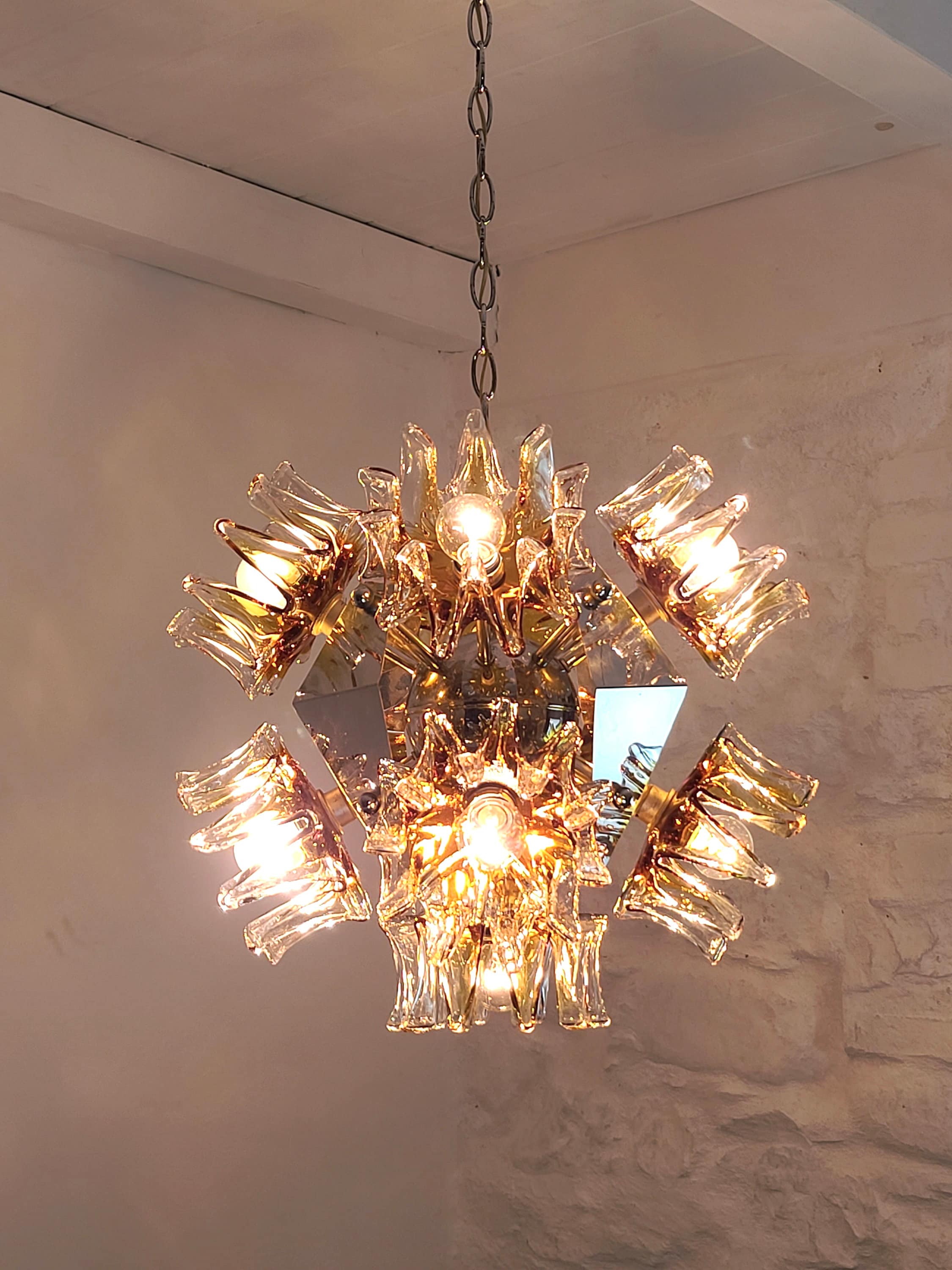 Sputnik Pendant Lamp in Murano Glass by Carlo Nason for Mazzega | Italian Space Age | 1970s