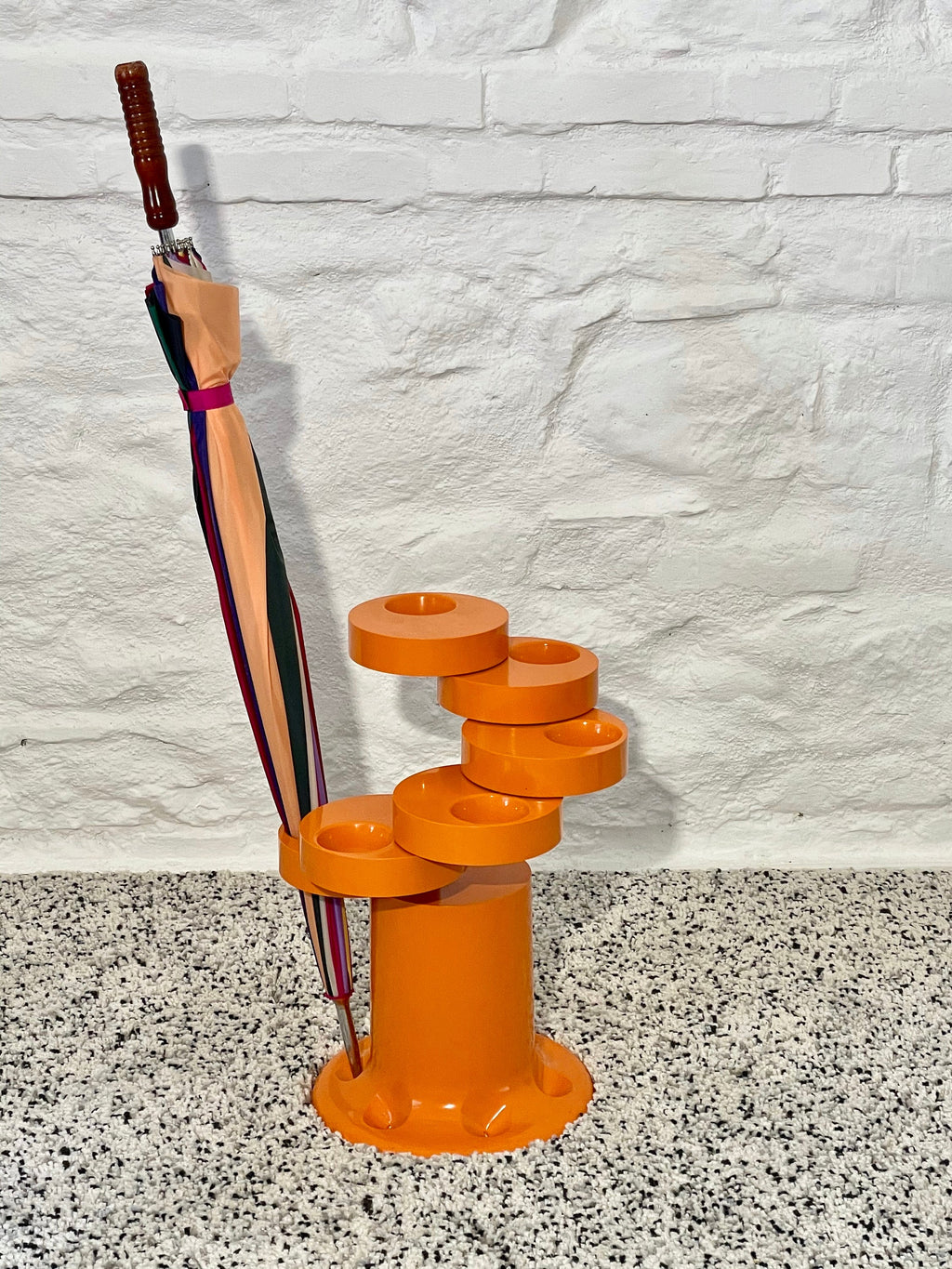 Pluvium Umbrella Stand Holder in Orange by Giancarlo Piretti for Anonima Castelli | Italian Space Age | 1970s