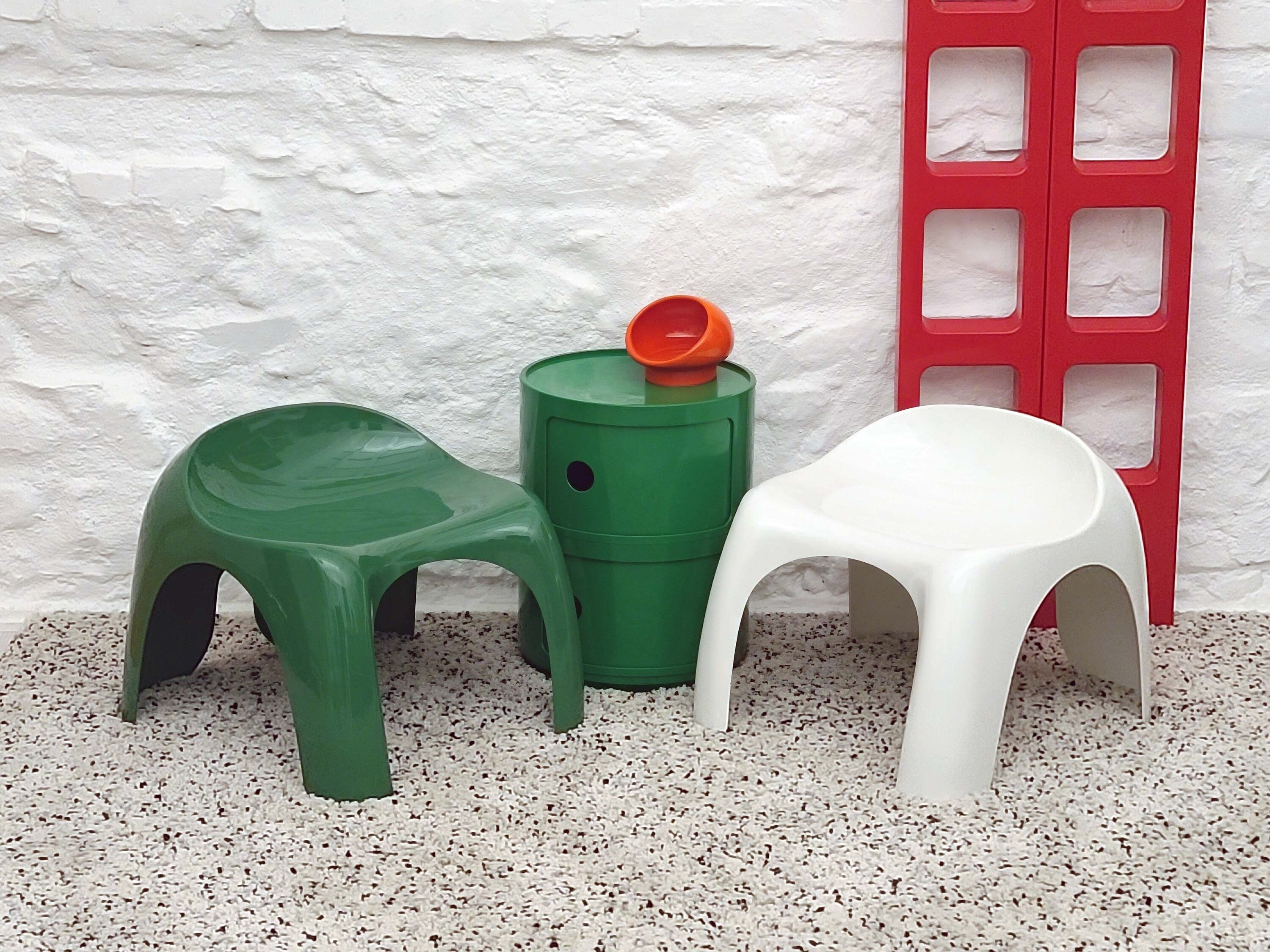 Efebo Plastic Stool in Green by Stacy Dukes for Artemide | Italian Space Age | 1960s