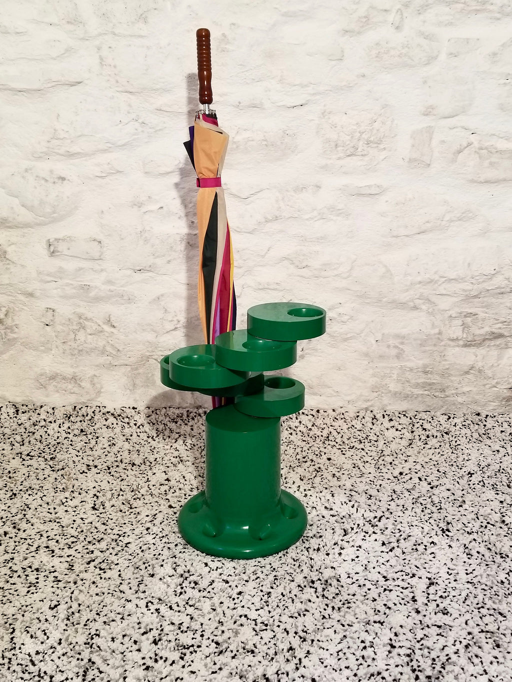 Pluvium Umbrella Stand Holder in Green by Giancarlo Piretti for Anonima Castelli | Italian Space Age | 1970s