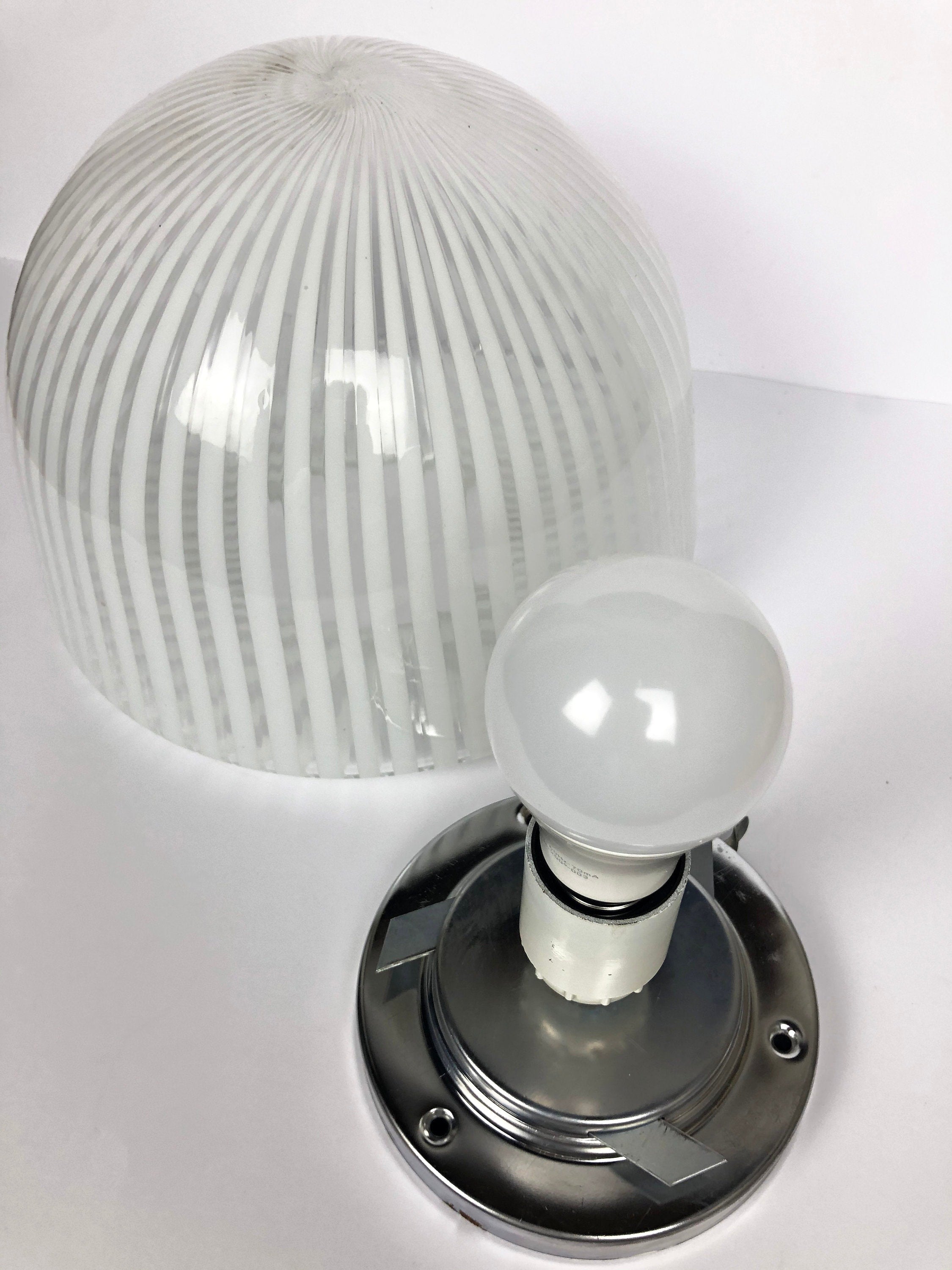 Striped Murano Glass Sconce Wall Light by Venini | Italian Space Age | 1970s