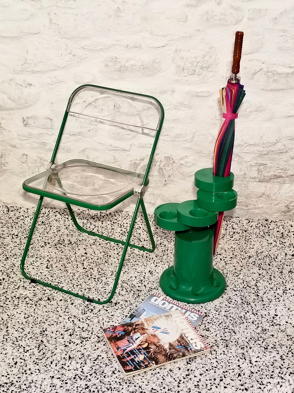 Pluvium Umbrella Stand Holder in Green by Giancarlo Piretti for Anonima Castelli | Italian Space Age | 1970s