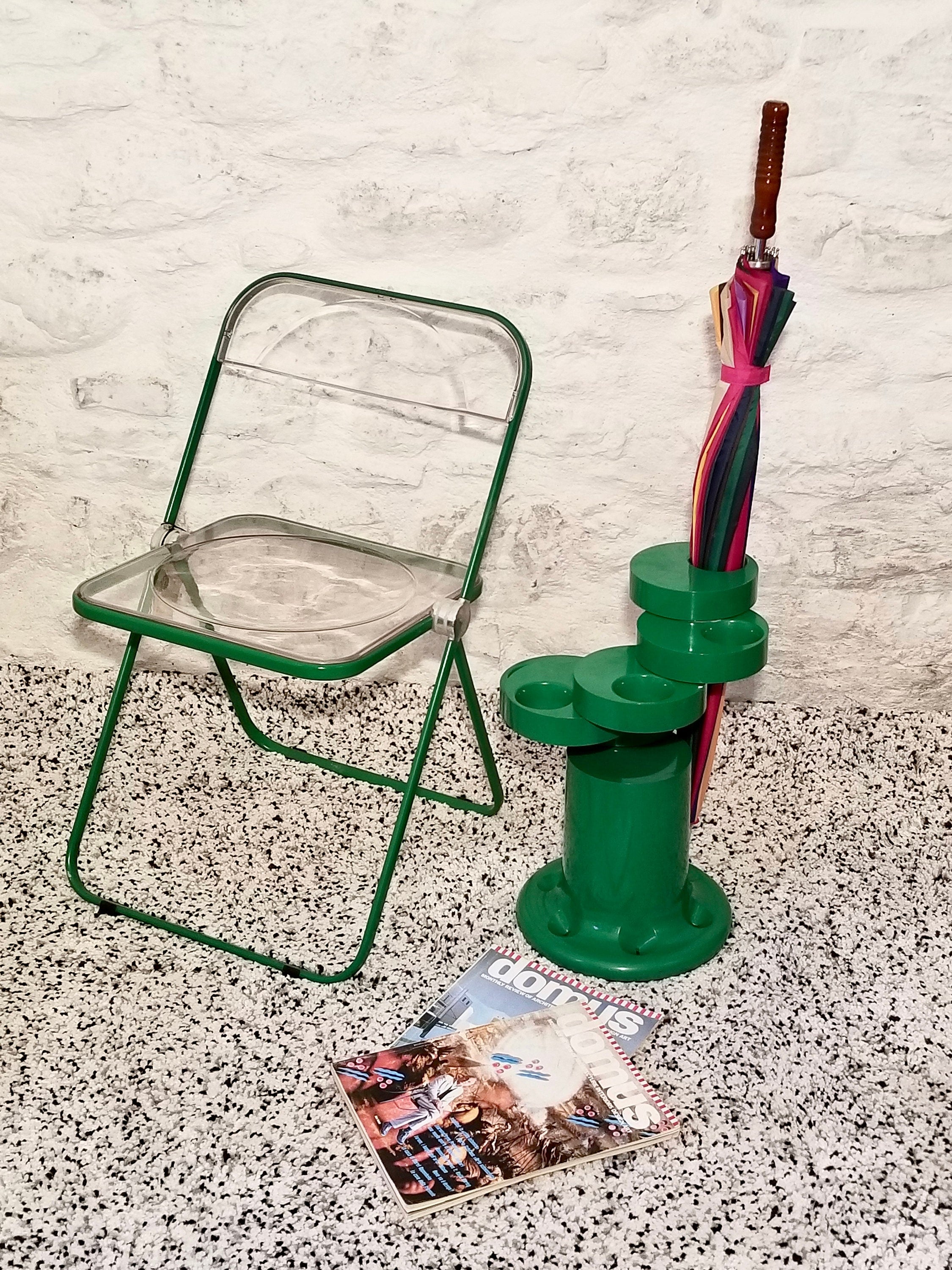 Pluvium Umbrella Stand Holder in Green by Giancarlo Piretti for Anonima Castelli | Italian Space Age | 1970s