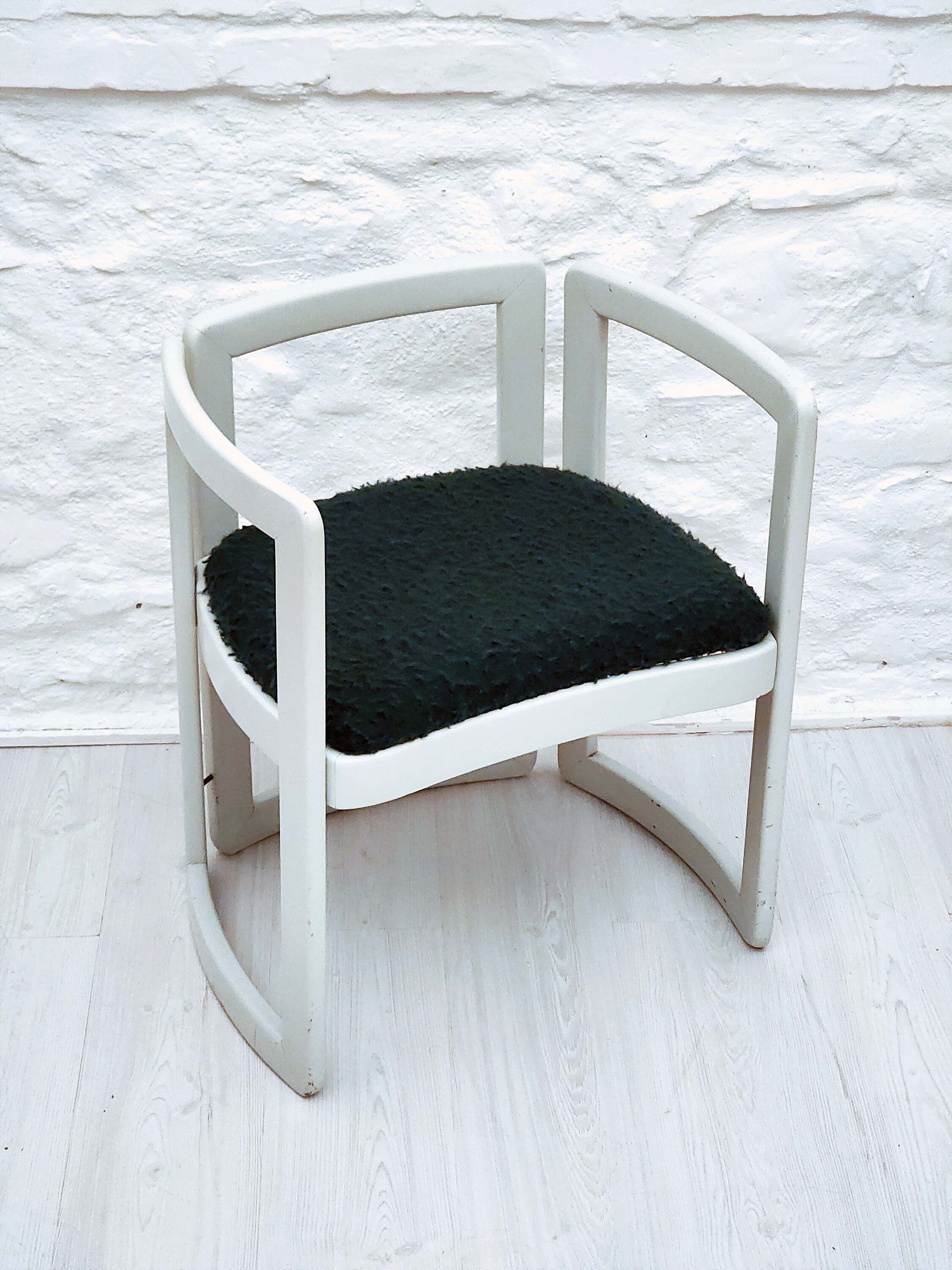 Wooden Framed Armchair in White and Teal | Italian Midcentury Modern | 1960s