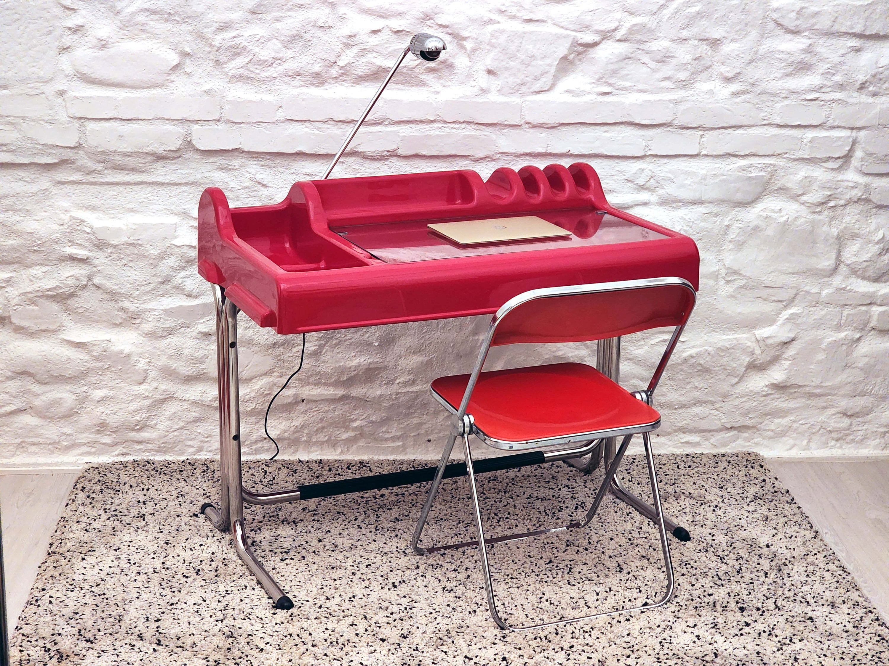 Orix Writing Desk in Red by Parigi and Prina for Molteni | Italian Space Age | 1970s