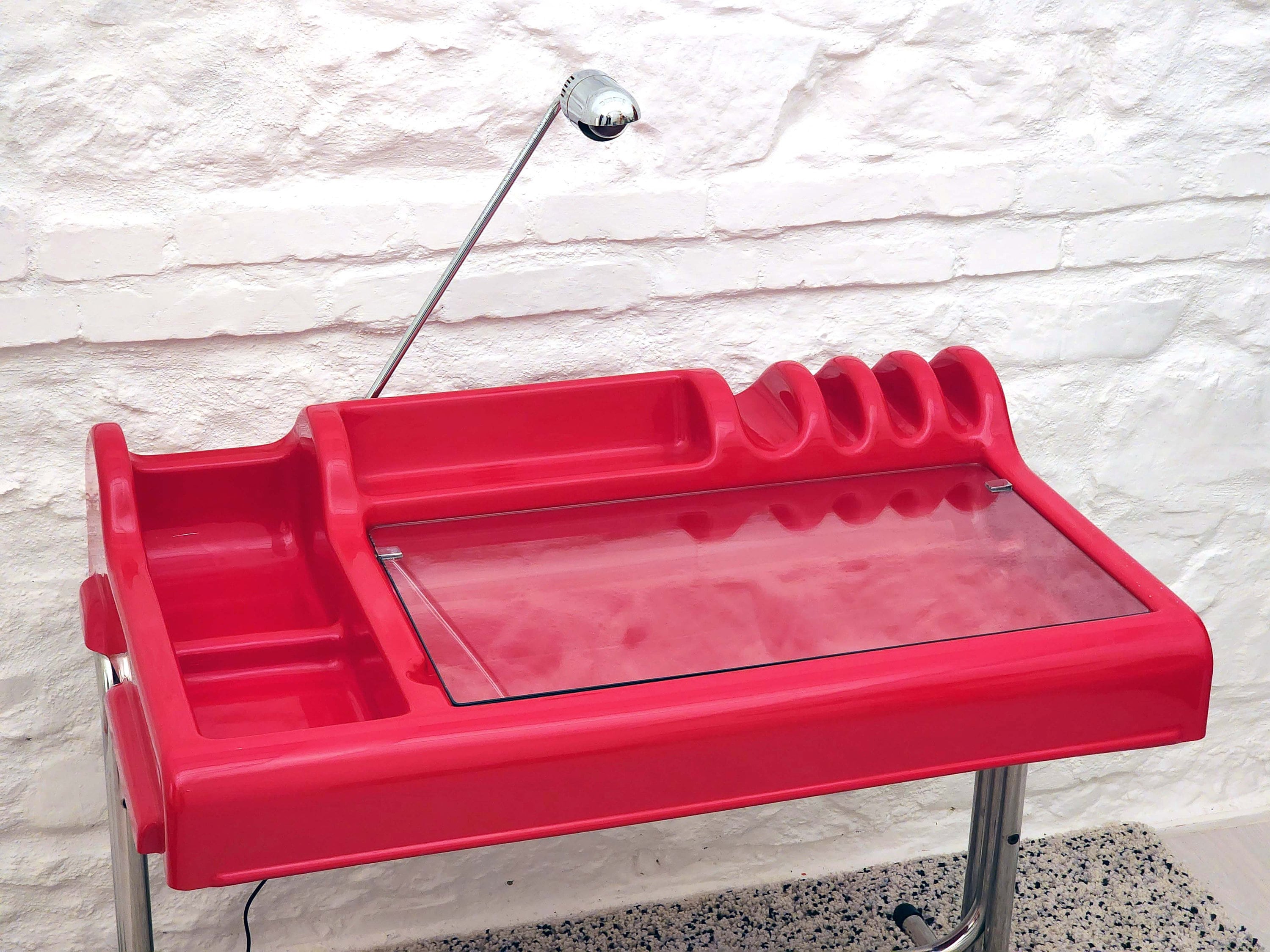 Orix Writing Desk in Red by Parigi and Prina for Molteni | Italian Space Age | 1970s