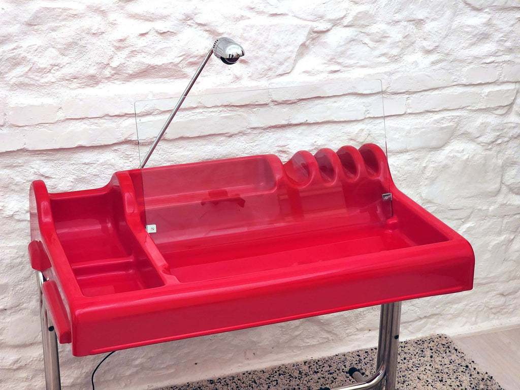 Orix Writing Desk in Red by Parigi and Prina for Molteni | Italian Space Age | 1970s