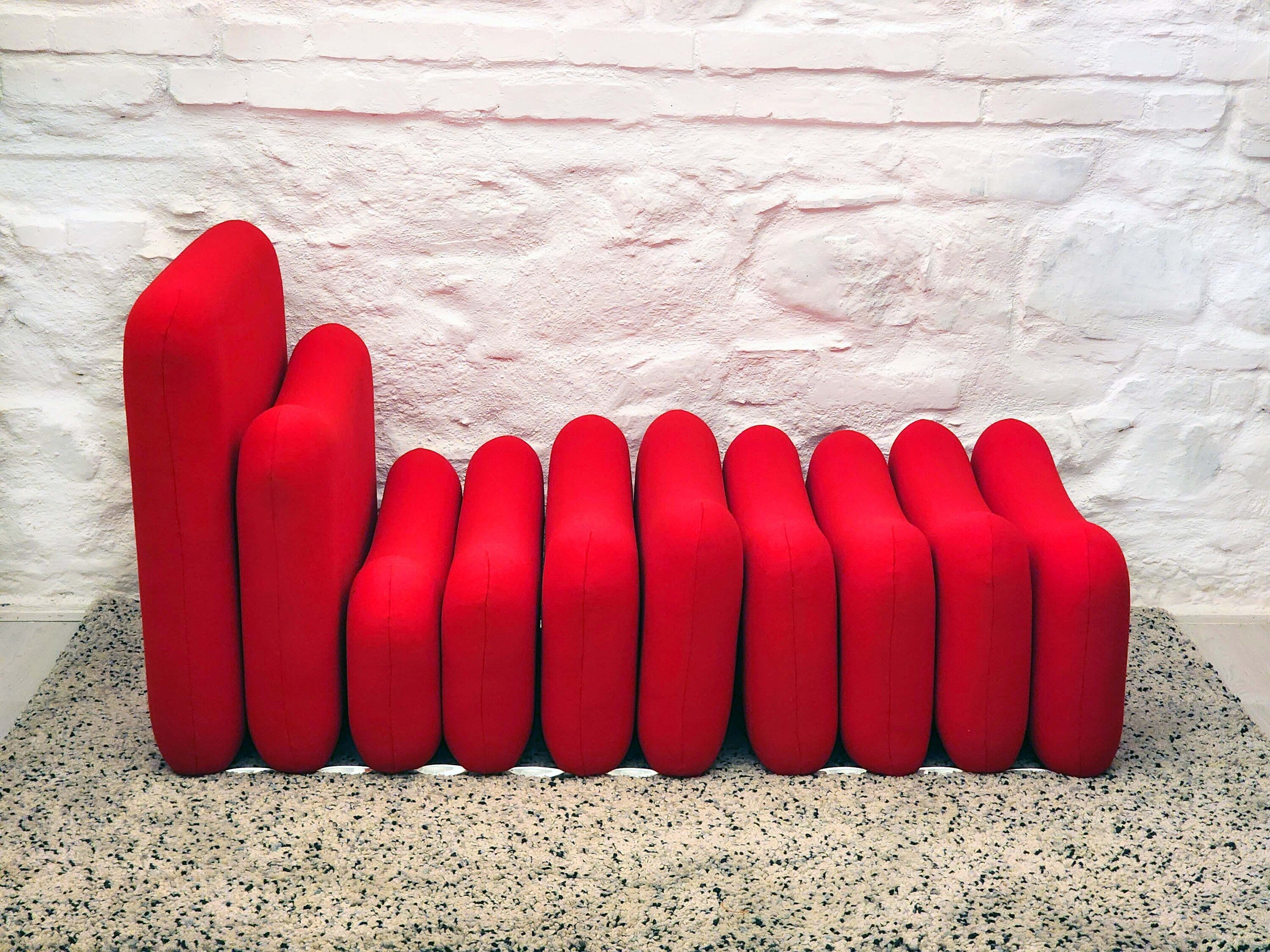 Additional System Lounge Chair and Ottoman in Red by Joe Colombo for Sormani | Italian Space Age | 1960s