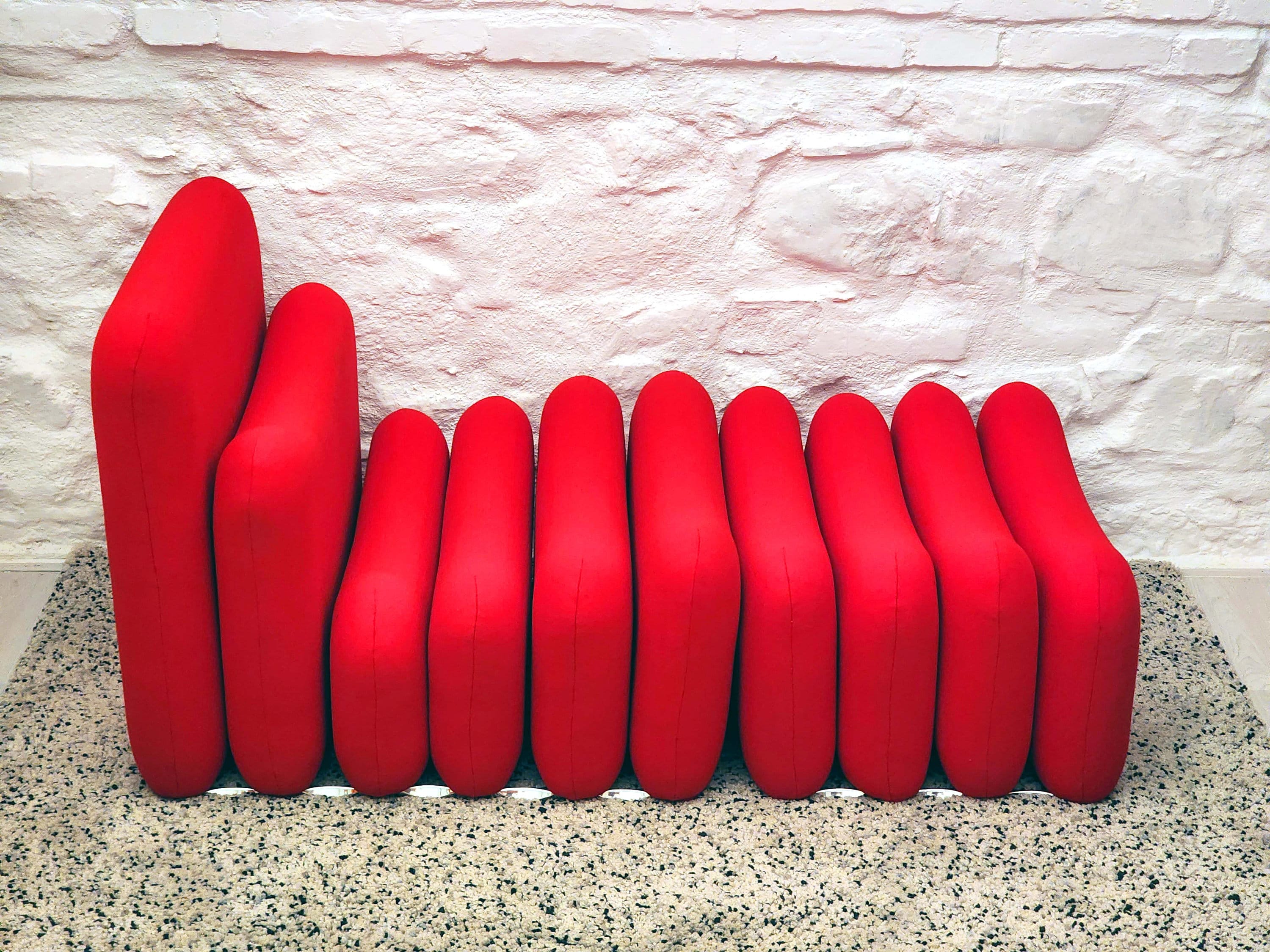 Additional System Lounge Chair and Ottoman in Red by Joe Colombo for Sormani | Italian Space Age | 1960s