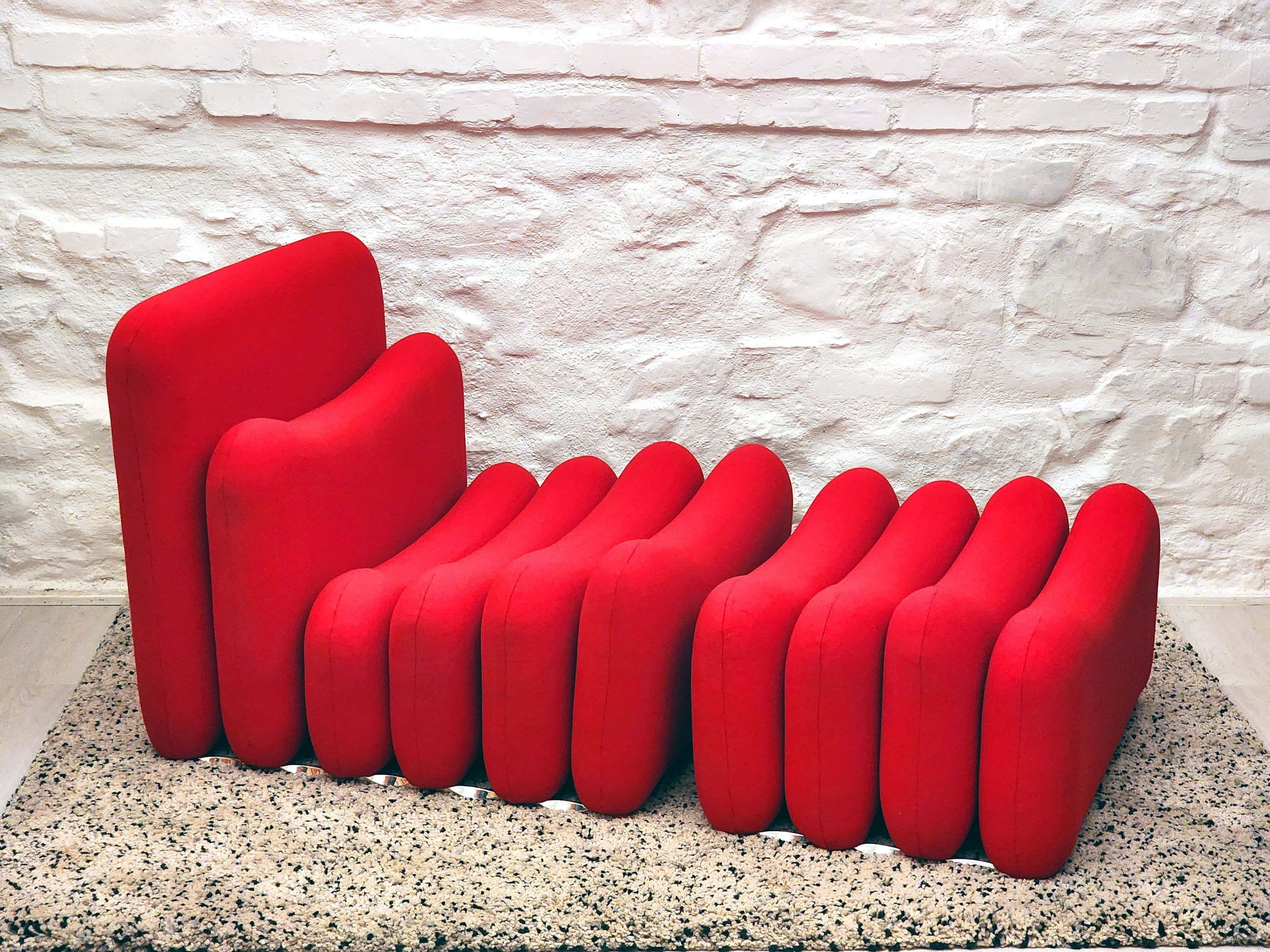 Additional System Lounge Chair and Ottoman in Red by Joe Colombo for Sormani | Italian Space Age | 1960s