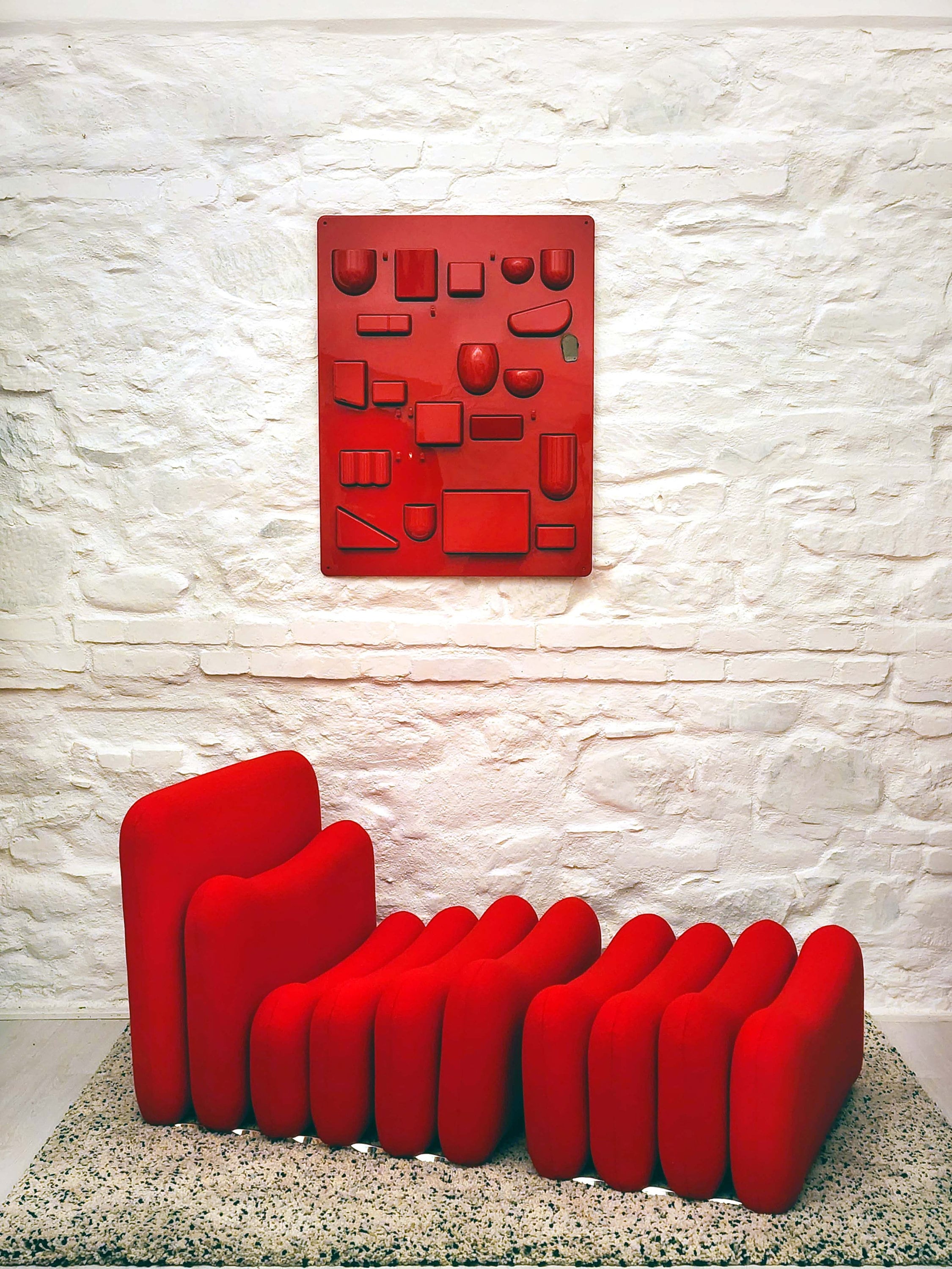 Additional System Lounge Chair and Ottoman in Red by Joe Colombo for Sormani | Italian Space Age | 1960s