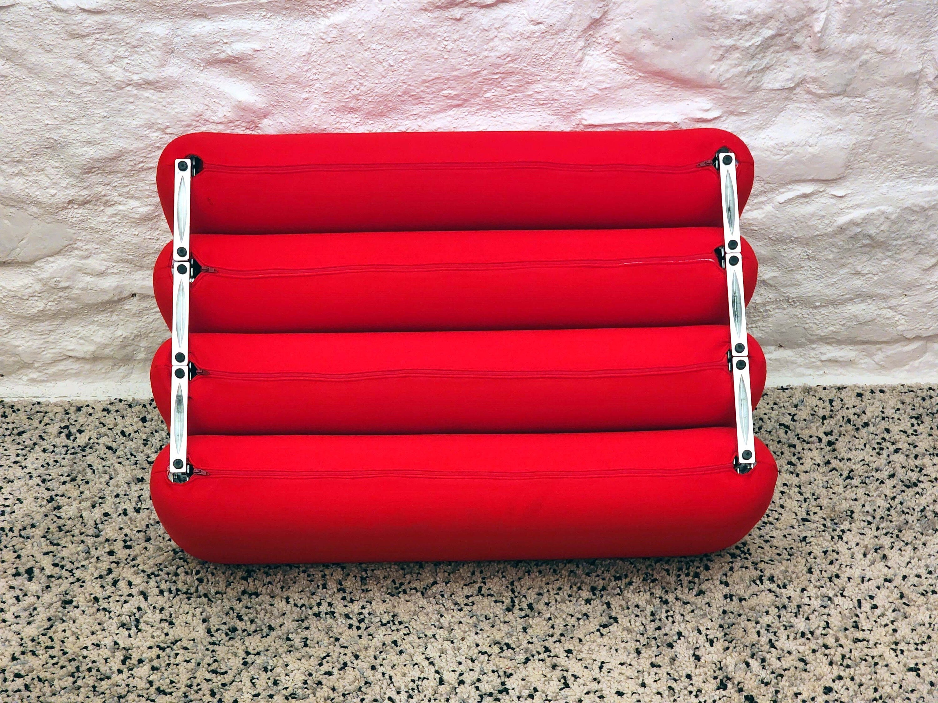 Additional System Lounge Chair and Ottoman in Red by Joe Colombo for Sormani | Italian Space Age | 1960s
