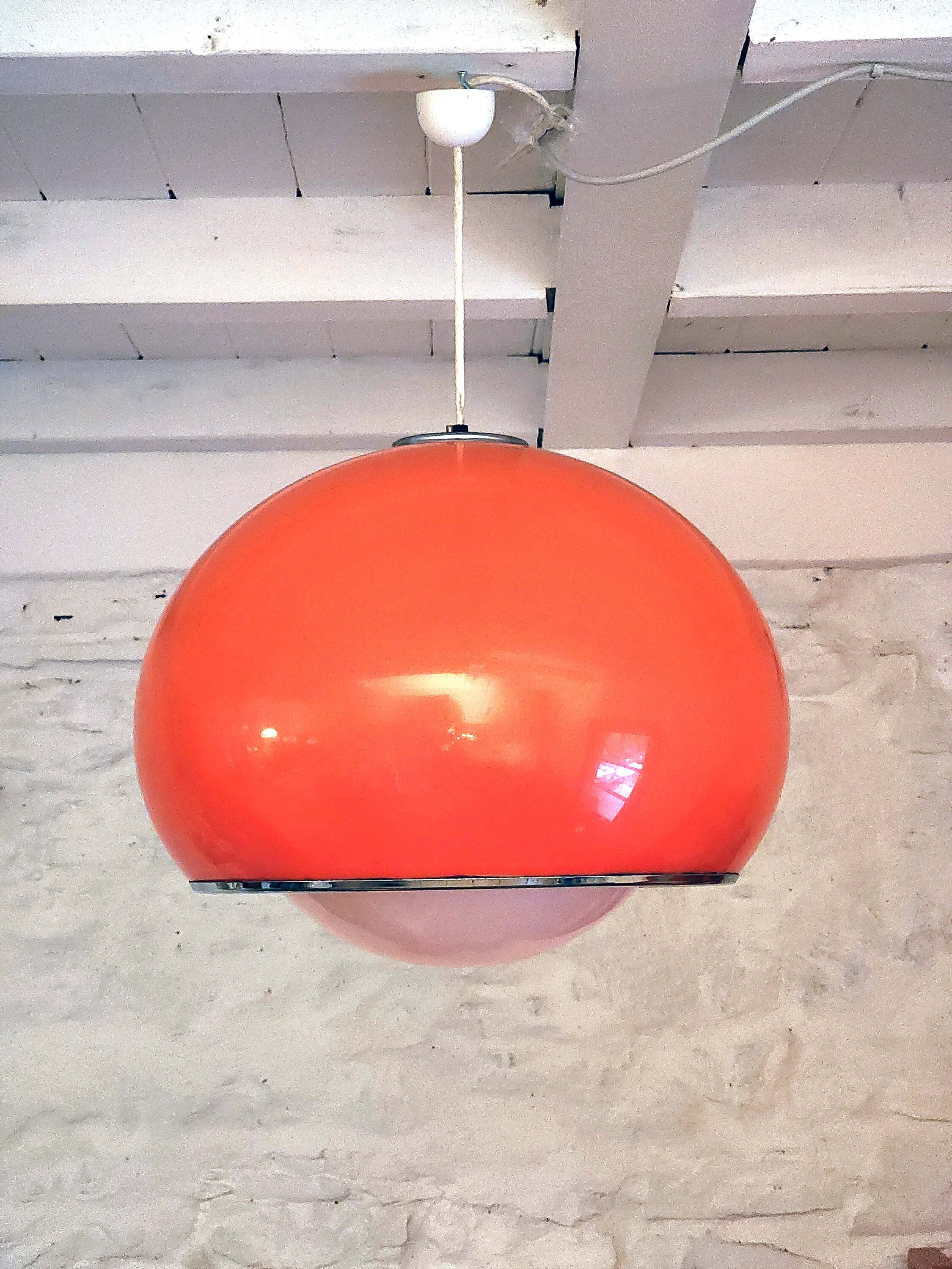 Bud Pendant Lamp in Orange by Guzzini | Italian Space Age | 1960s