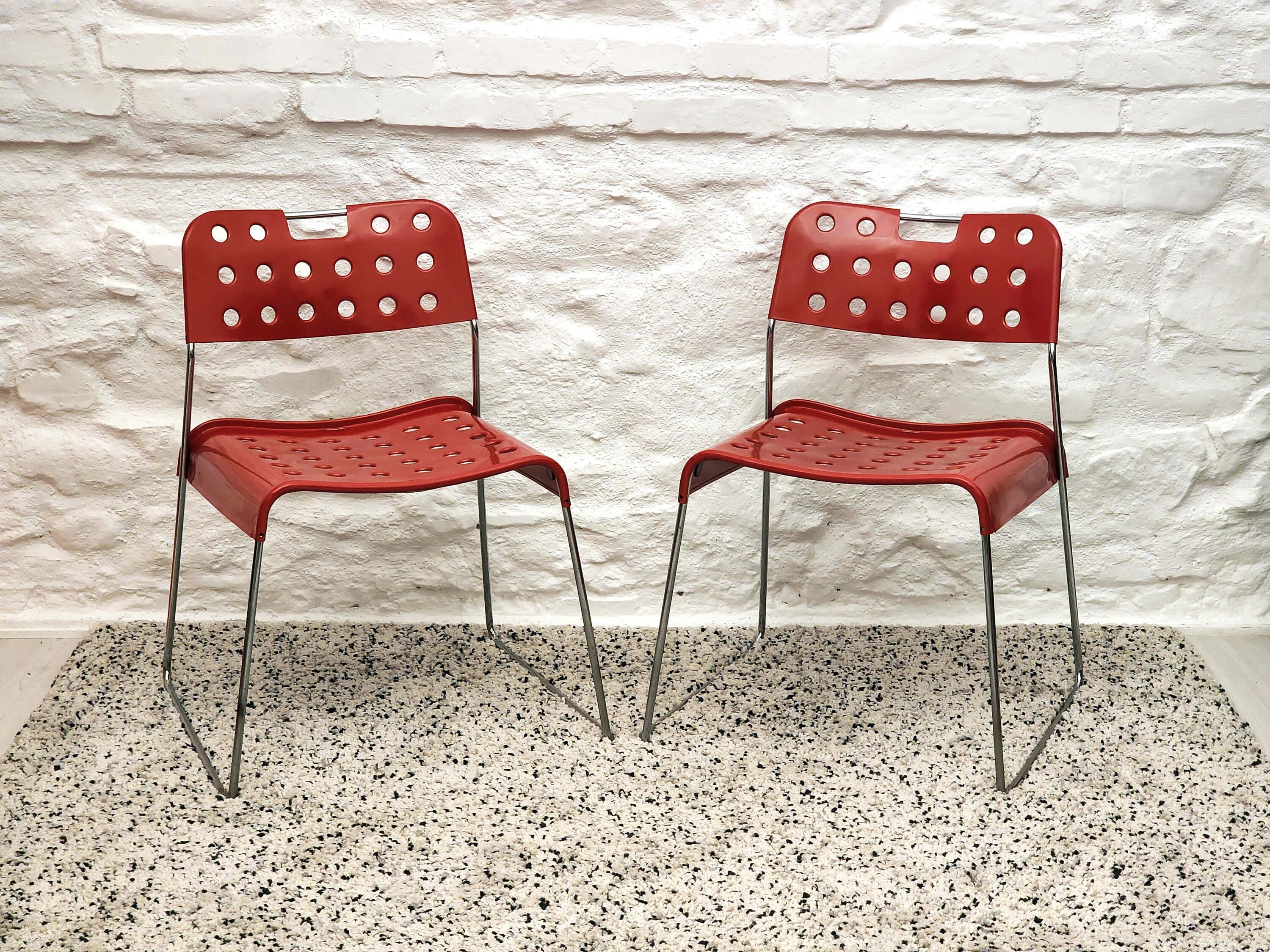 Omstak Chair in Red by Rodney Kinsman for Bieffeplast | Italian Postmodern | 1970s