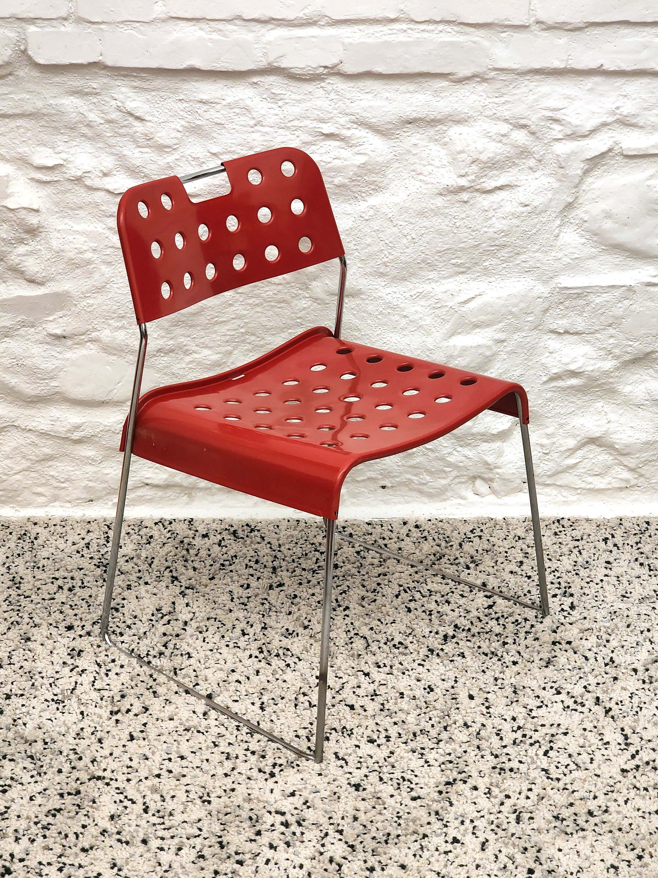 Omstak Chair in Red by Rodney Kinsman for Bieffeplast | Italian Postmodern | 1970s