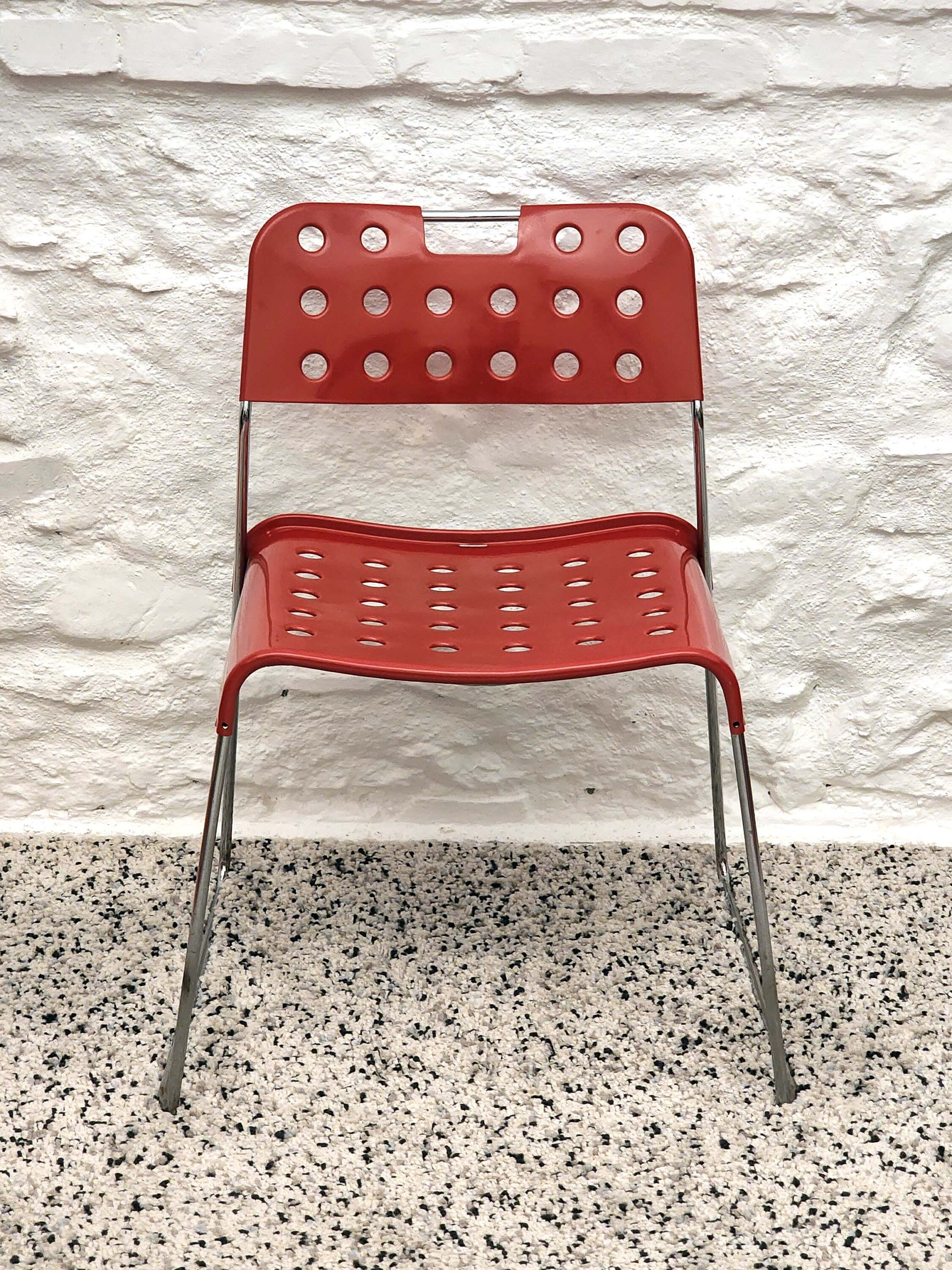 Omstak Chair in Red by Rodney Kinsman for Bieffeplast | Italian Postmodern | 1970s