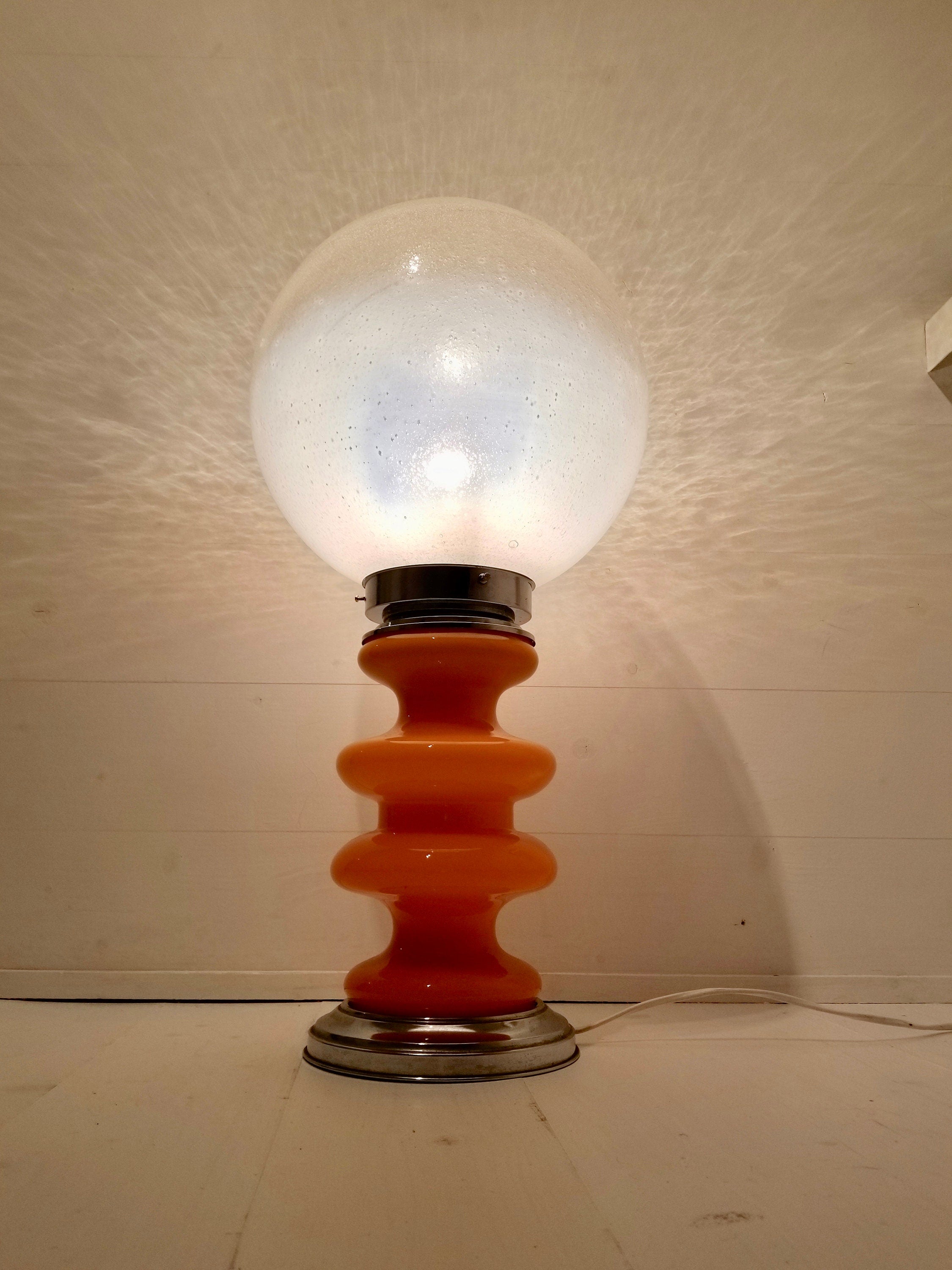 Murano Pulegoso Glass Globe Table Lamp by Carlo Nason for Mazzega | Italian Space Age | 1970s