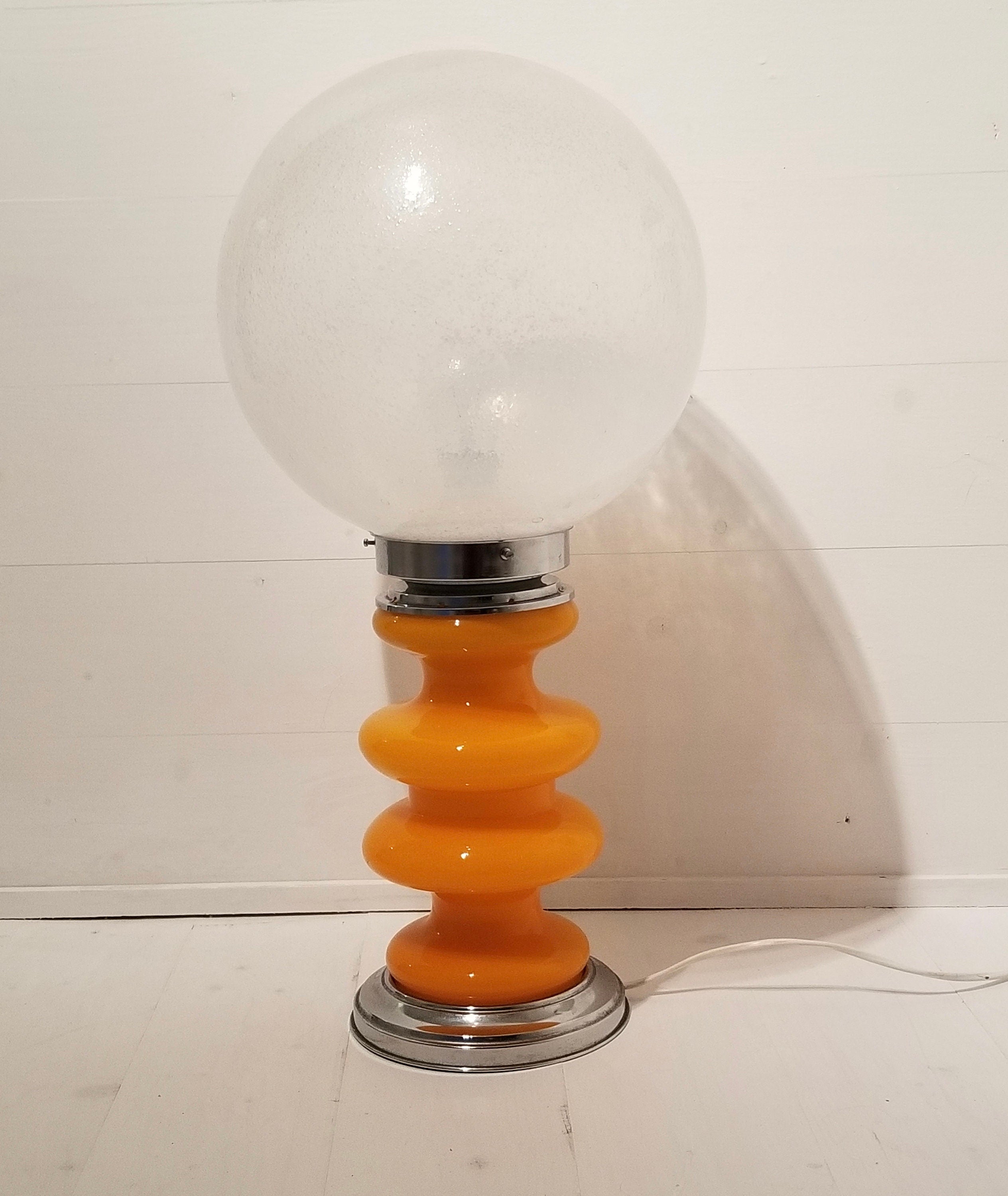 Murano Pulegoso Glass Globe Table Lamp by Carlo Nason for Mazzega | Italian Space Age | 1970s