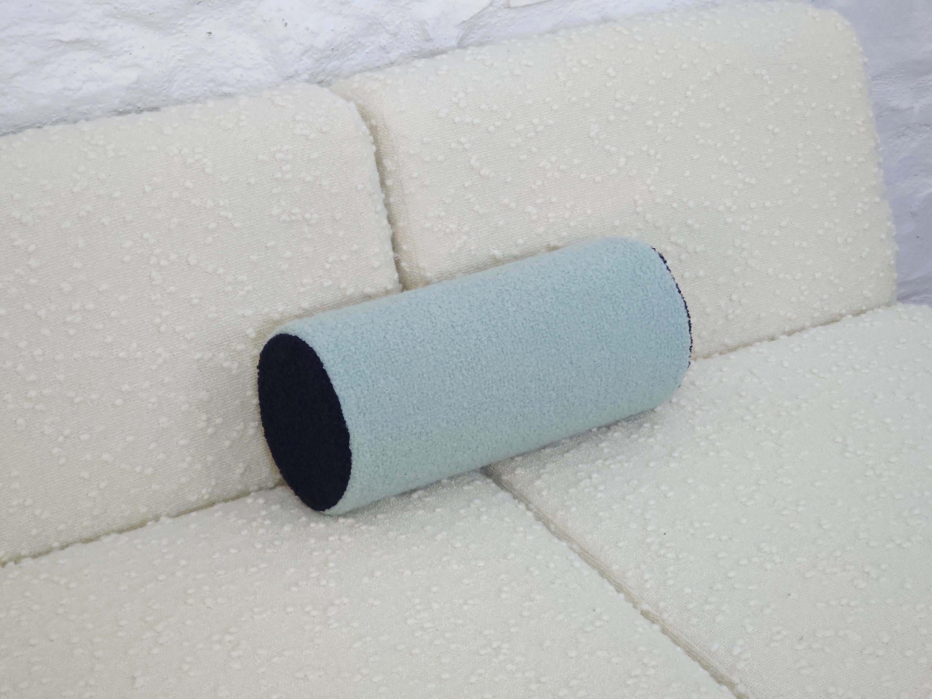 Bolster Pillow Cushion Cover in Light Blue and Navy Italian Boucle