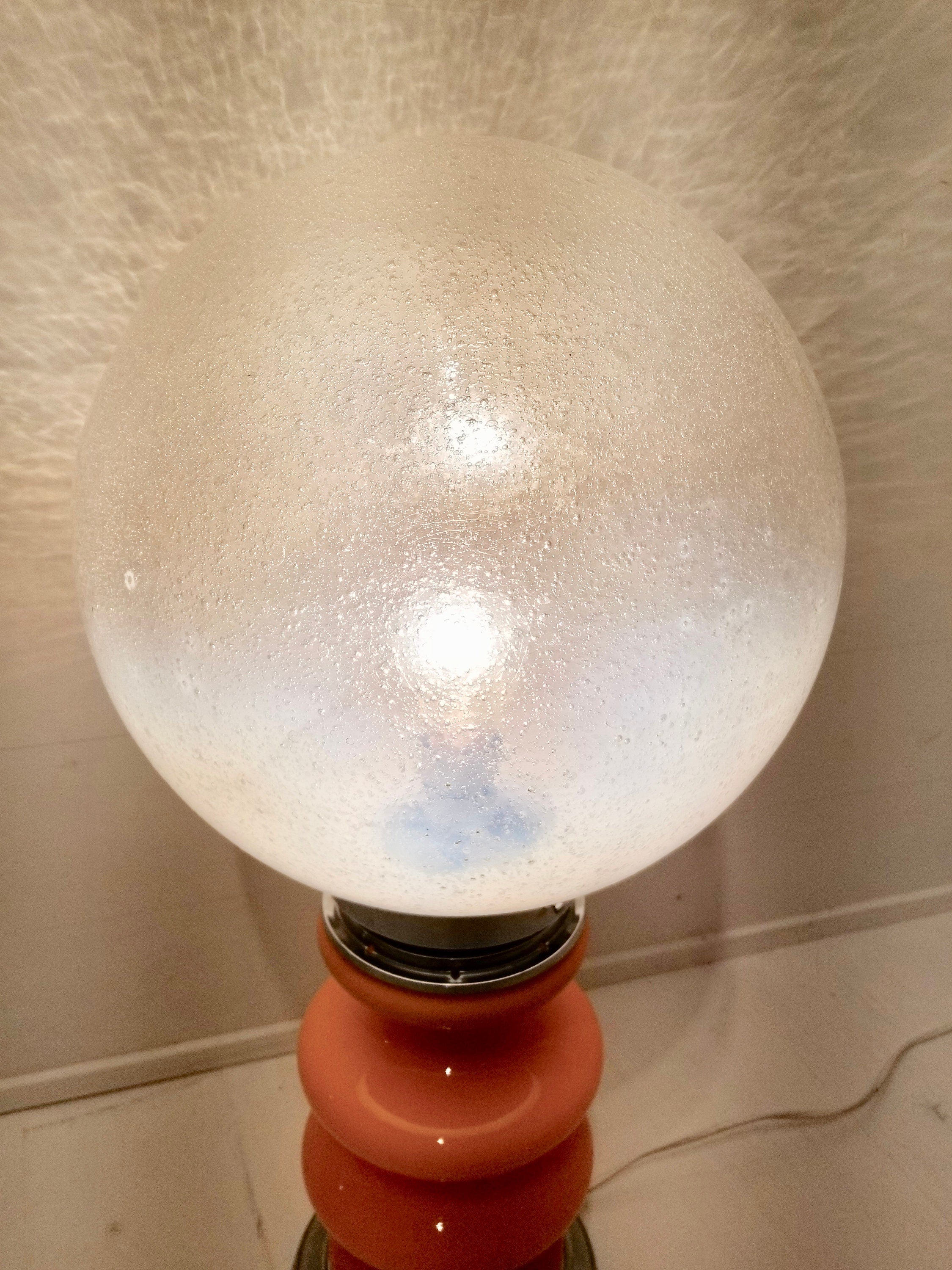 Murano Pulegoso Glass Globe Table Lamp by Carlo Nason for Mazzega | Italian Space Age | 1970s