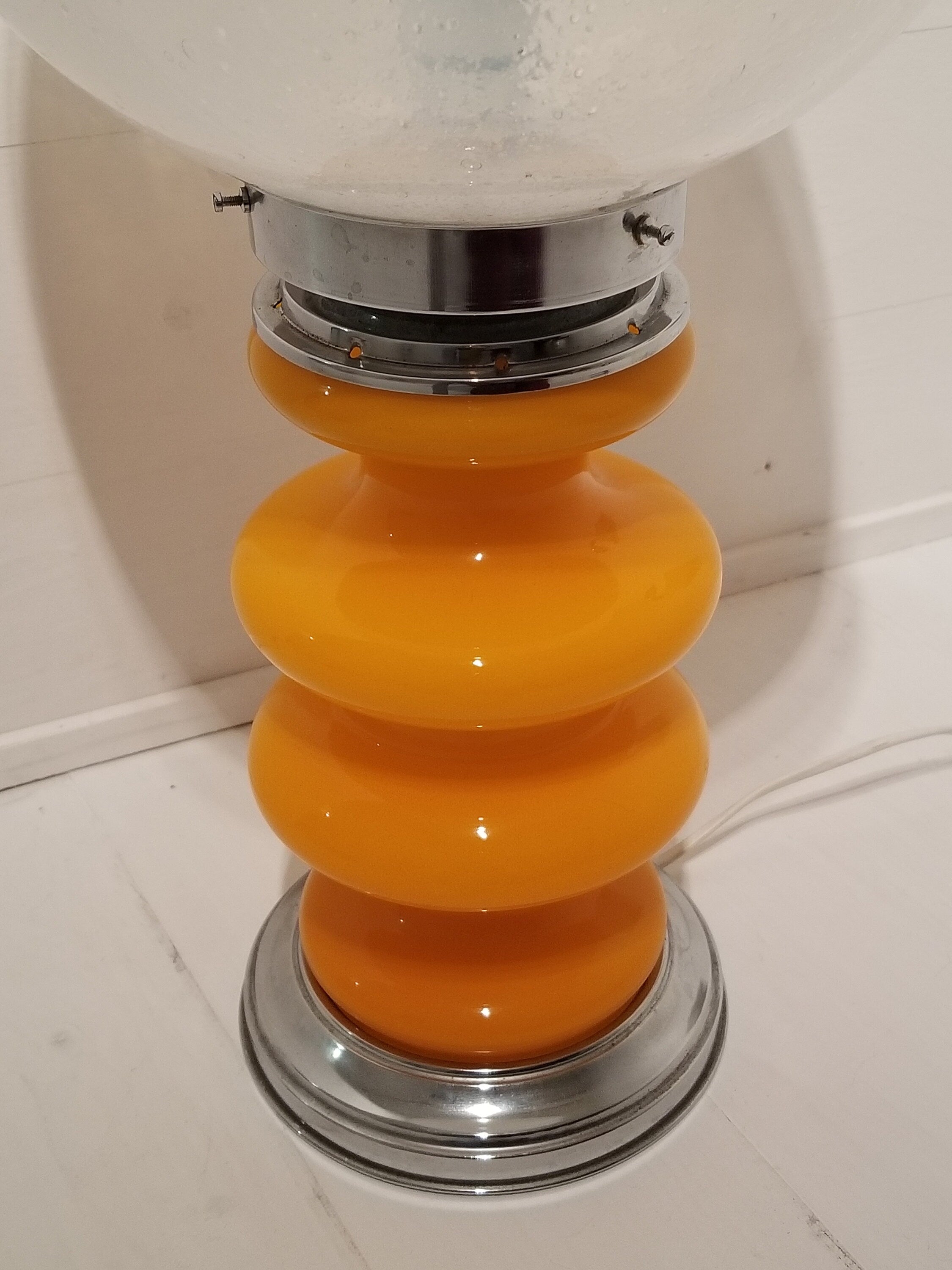 Murano Pulegoso Glass Globe Table Lamp by Carlo Nason for Mazzega | Italian Space Age | 1970s