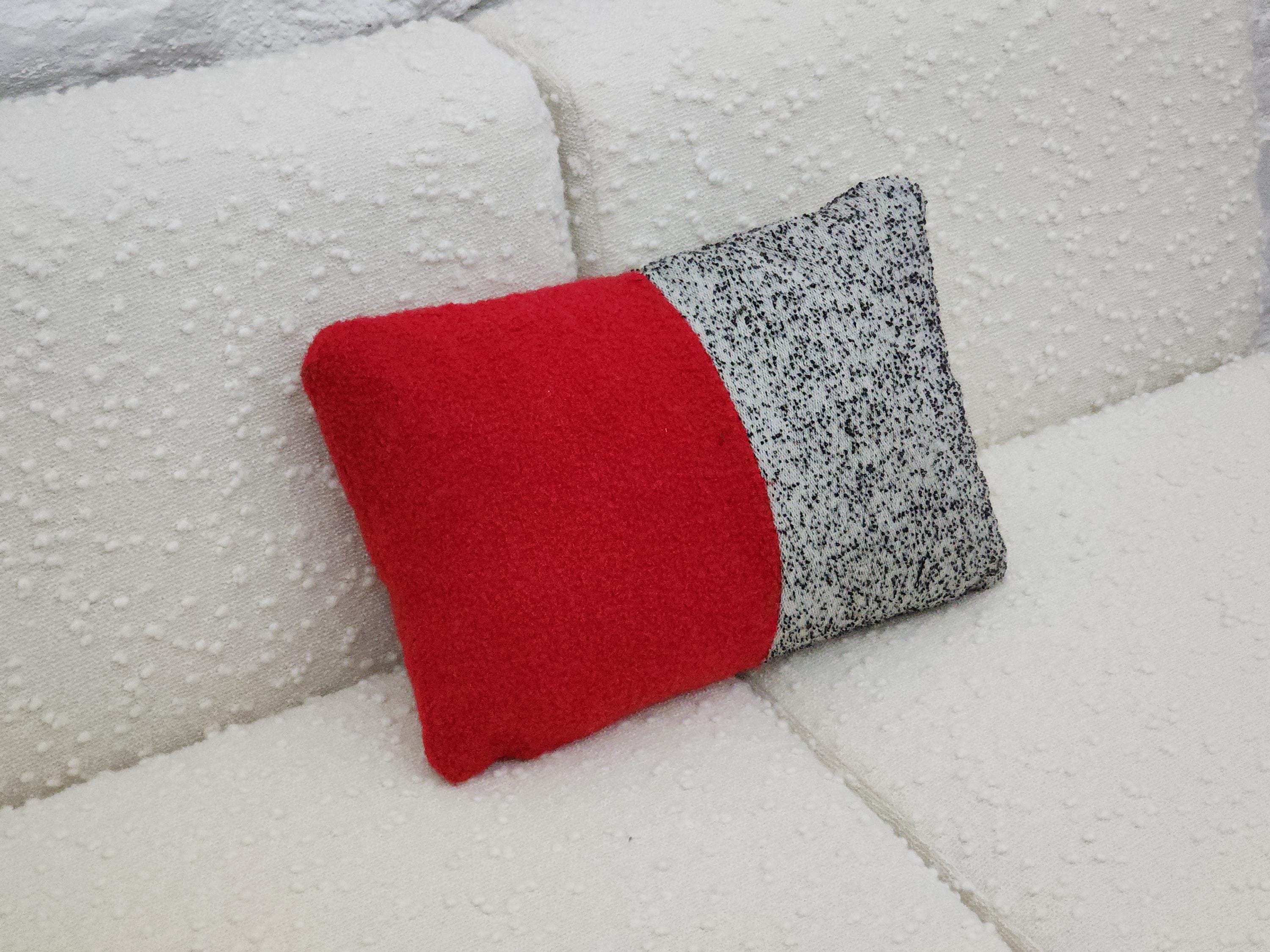 Rectangular Pillow Cushion Cover in Red and Heathered Black Italian Boucle